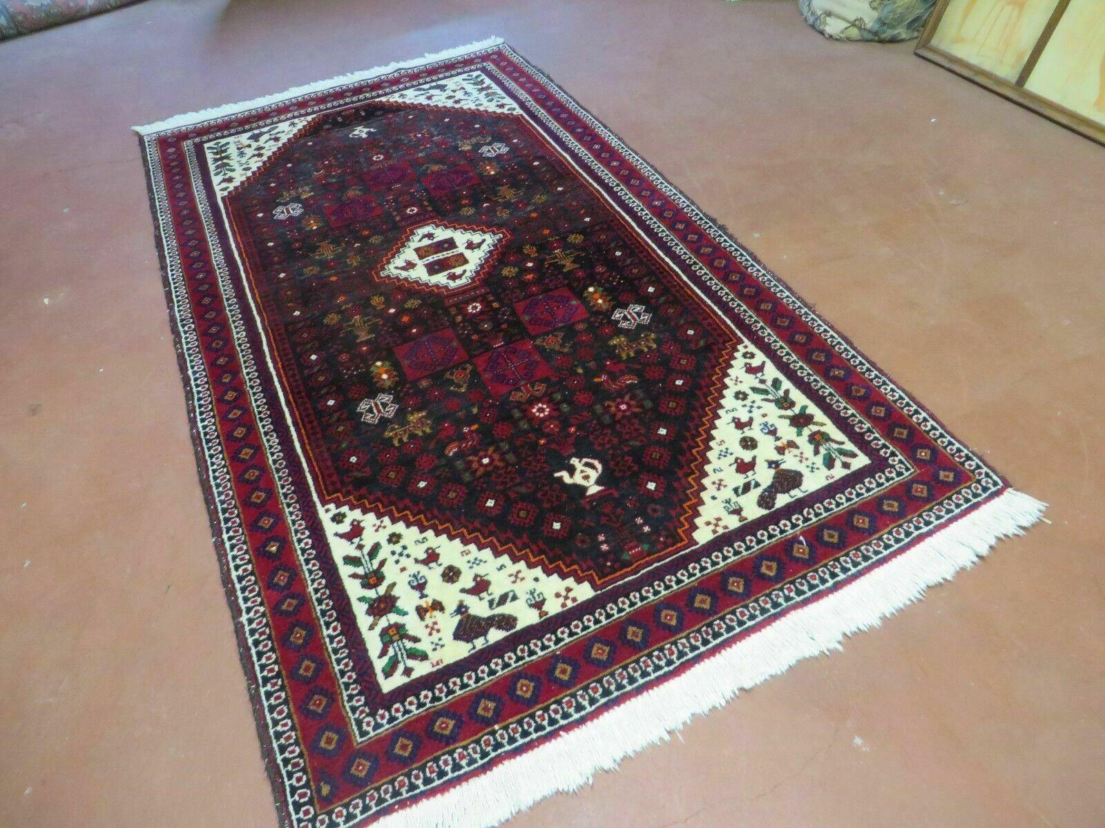 4' X 7' Vintage Handmade Indian Jaipur Rug Bird Carpet - Image 2