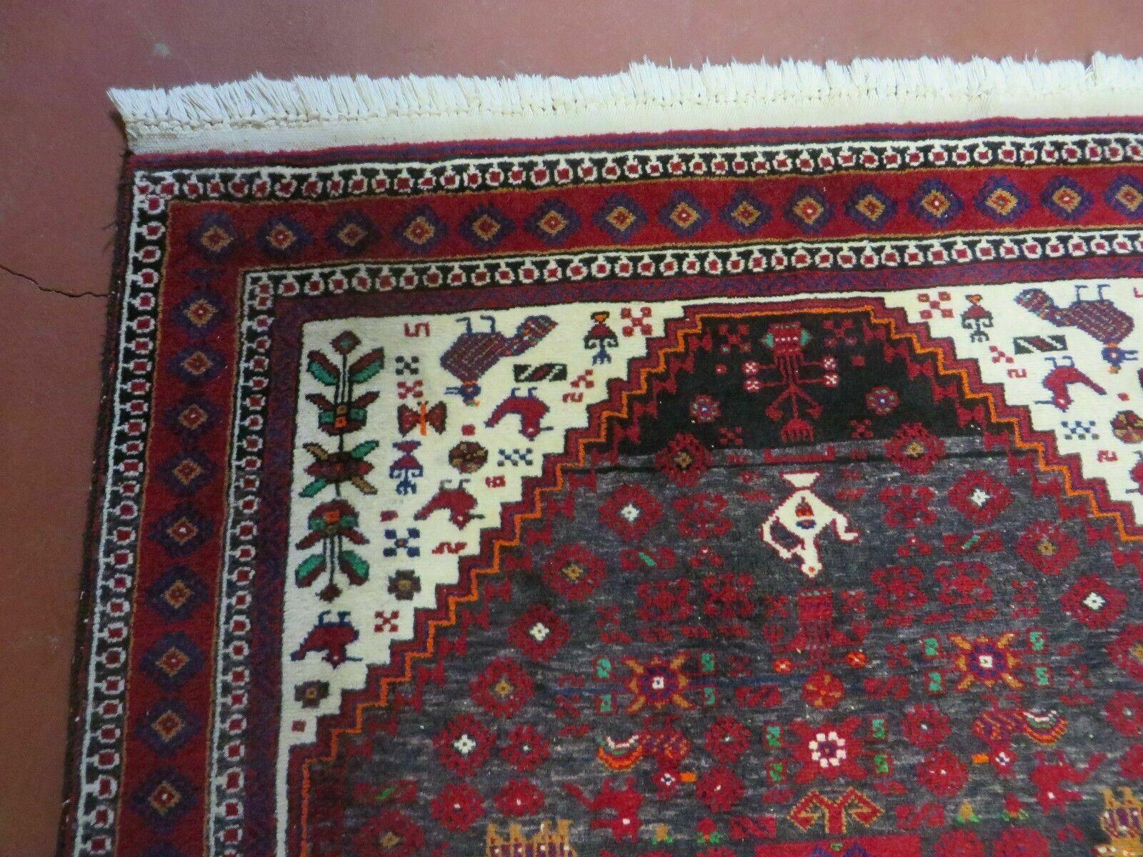4' X 7' Vintage Handmade Indian Jaipur Rug Bird Carpet - Image 6