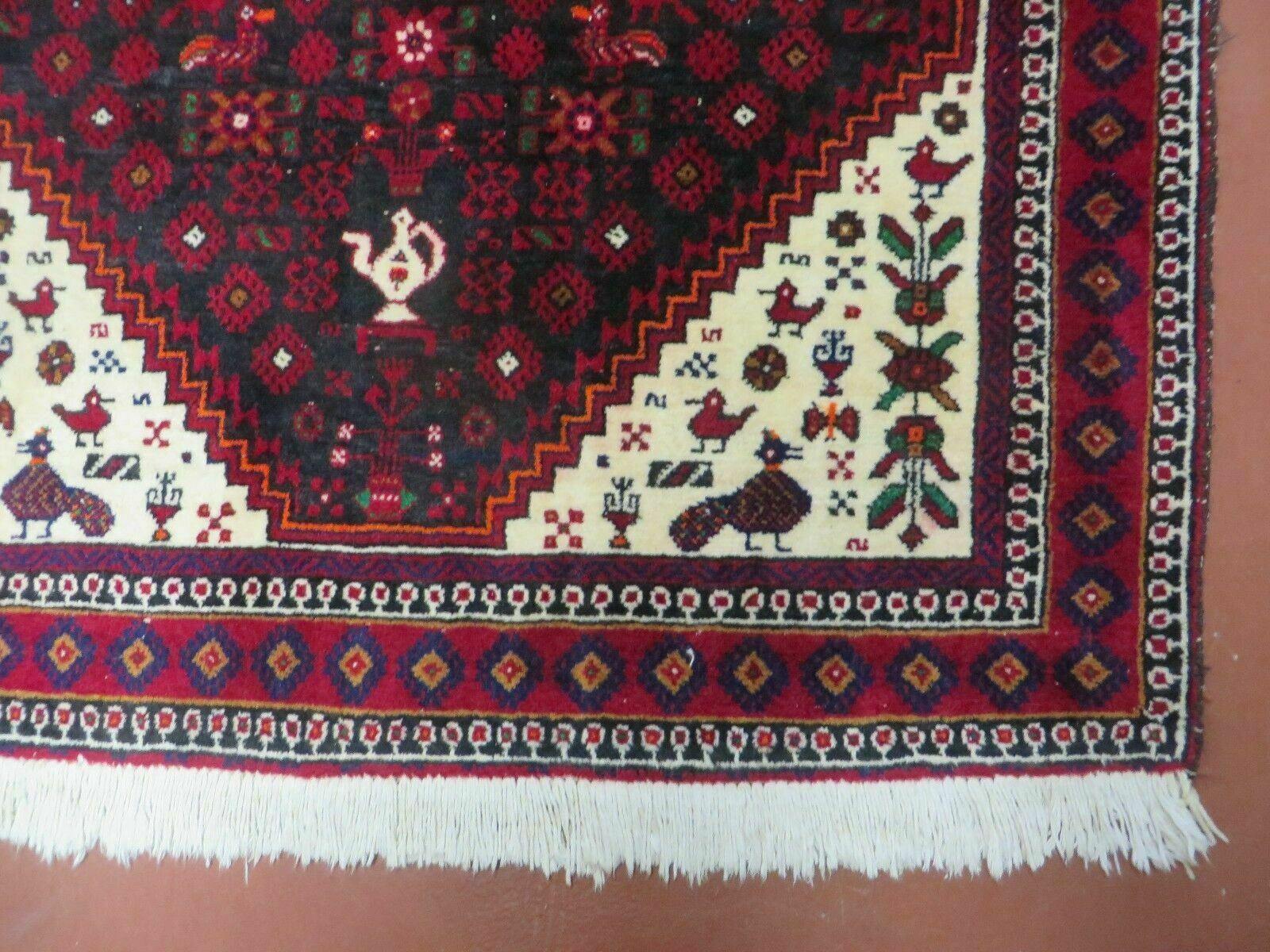 4' X 7' Vintage Handmade Indian Jaipur Rug Bird Carpet - Image 9
