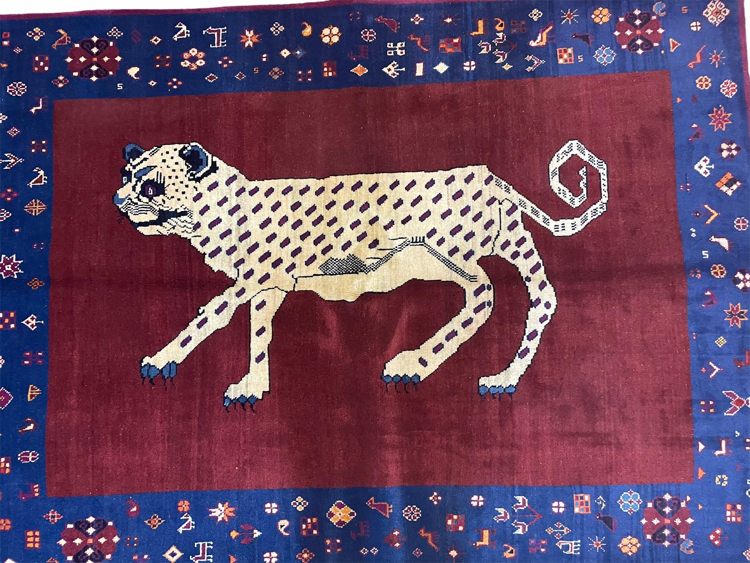 5 X 7 Handmade Zagros Wool Rug Snow White Panther Maroon Blue Organic Dyes - Image 11