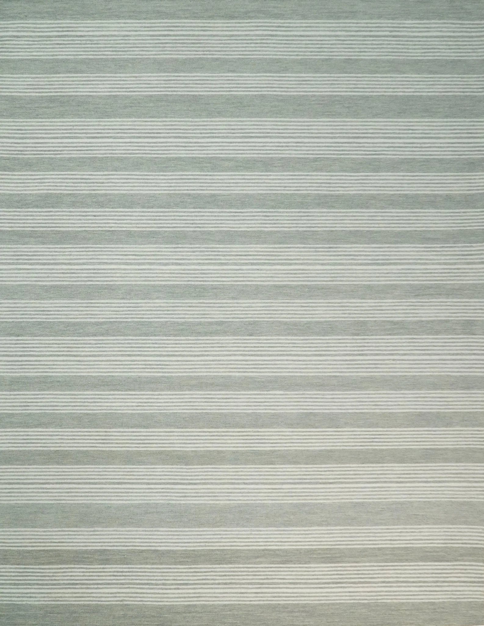 Modern Stripes Pattern Grey and Ivory Hand Tufted Wool Area Rug - Image 2