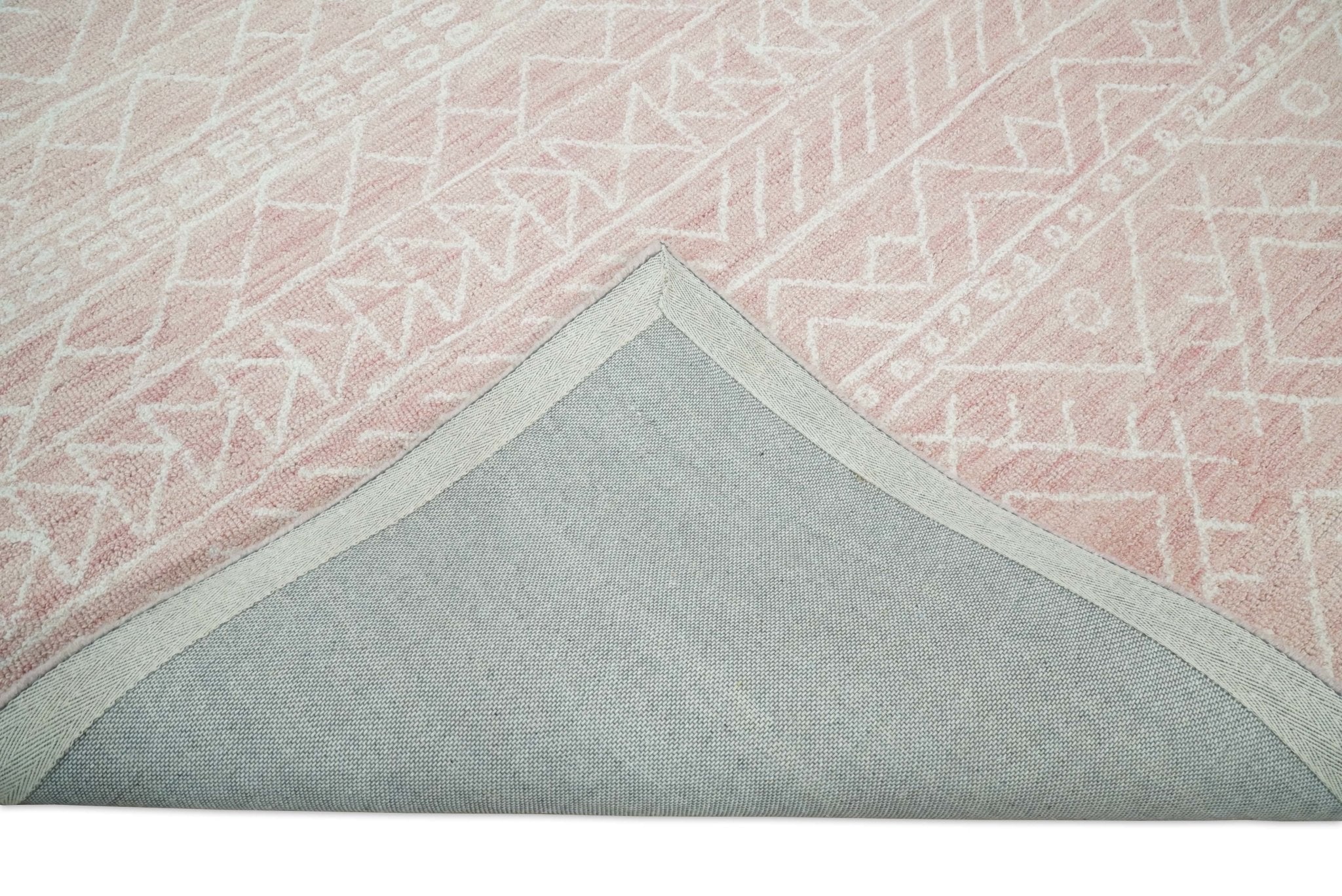5x8 and 8x10 Hand Made Woolen Modern Pink Area Rug | AZT001 - Image 9