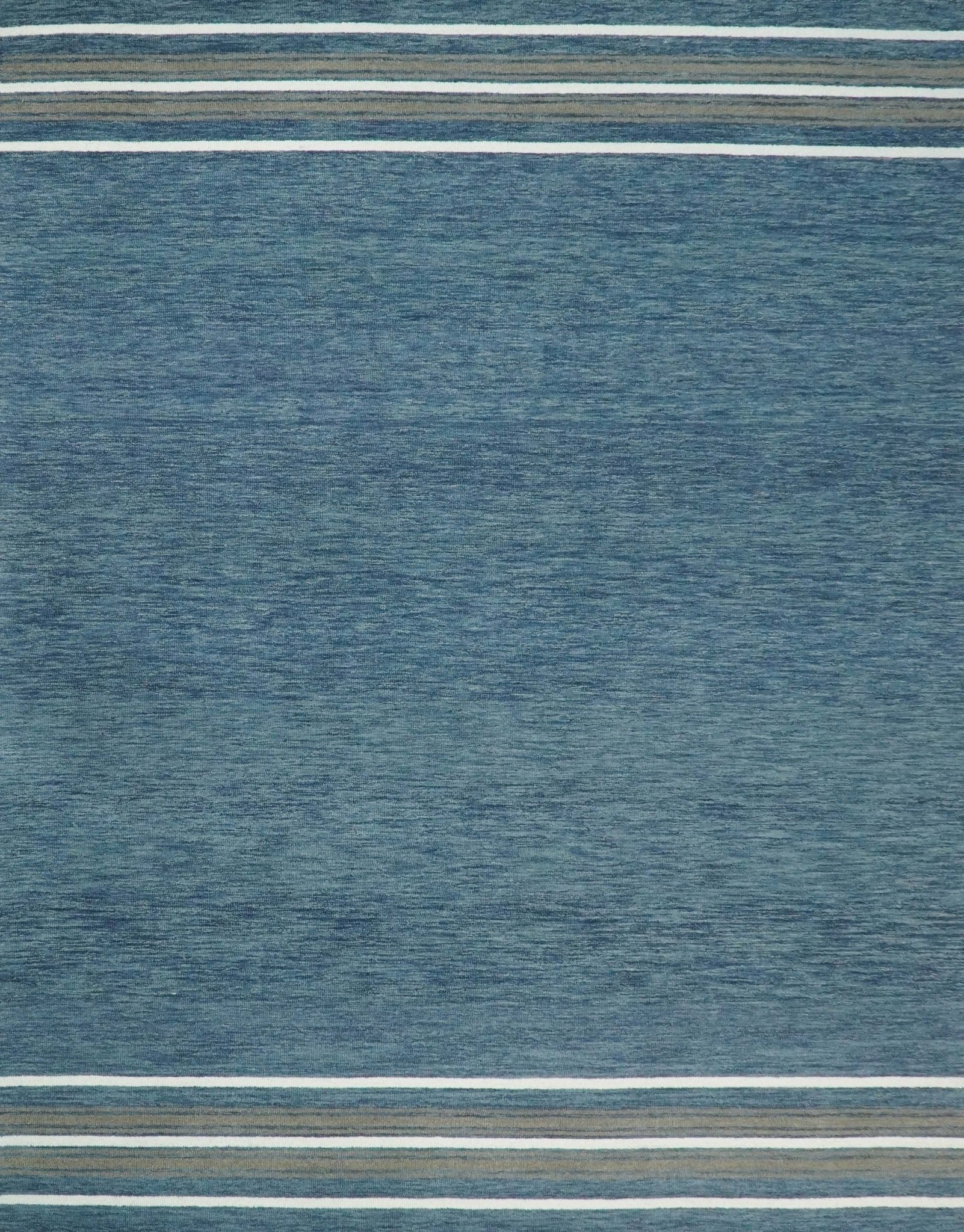 Modern Solid Design Blue Hand Tufted Wool Area Rug - Image 2