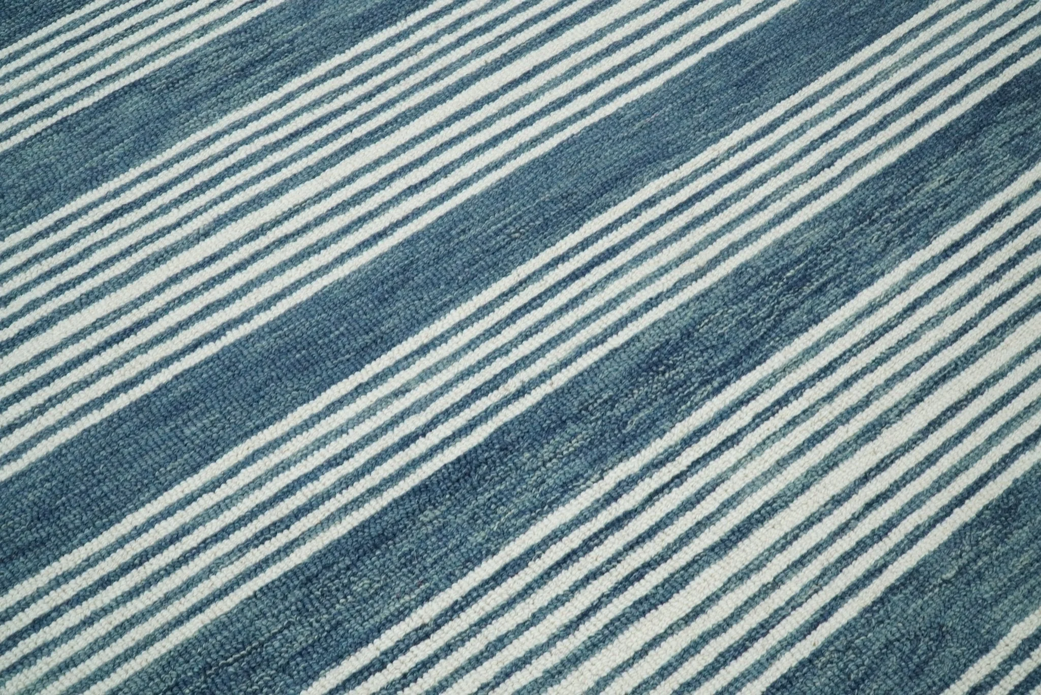 Blue Modern Stripes Pattern Hand Tufted Wool Area Rug - Image 4