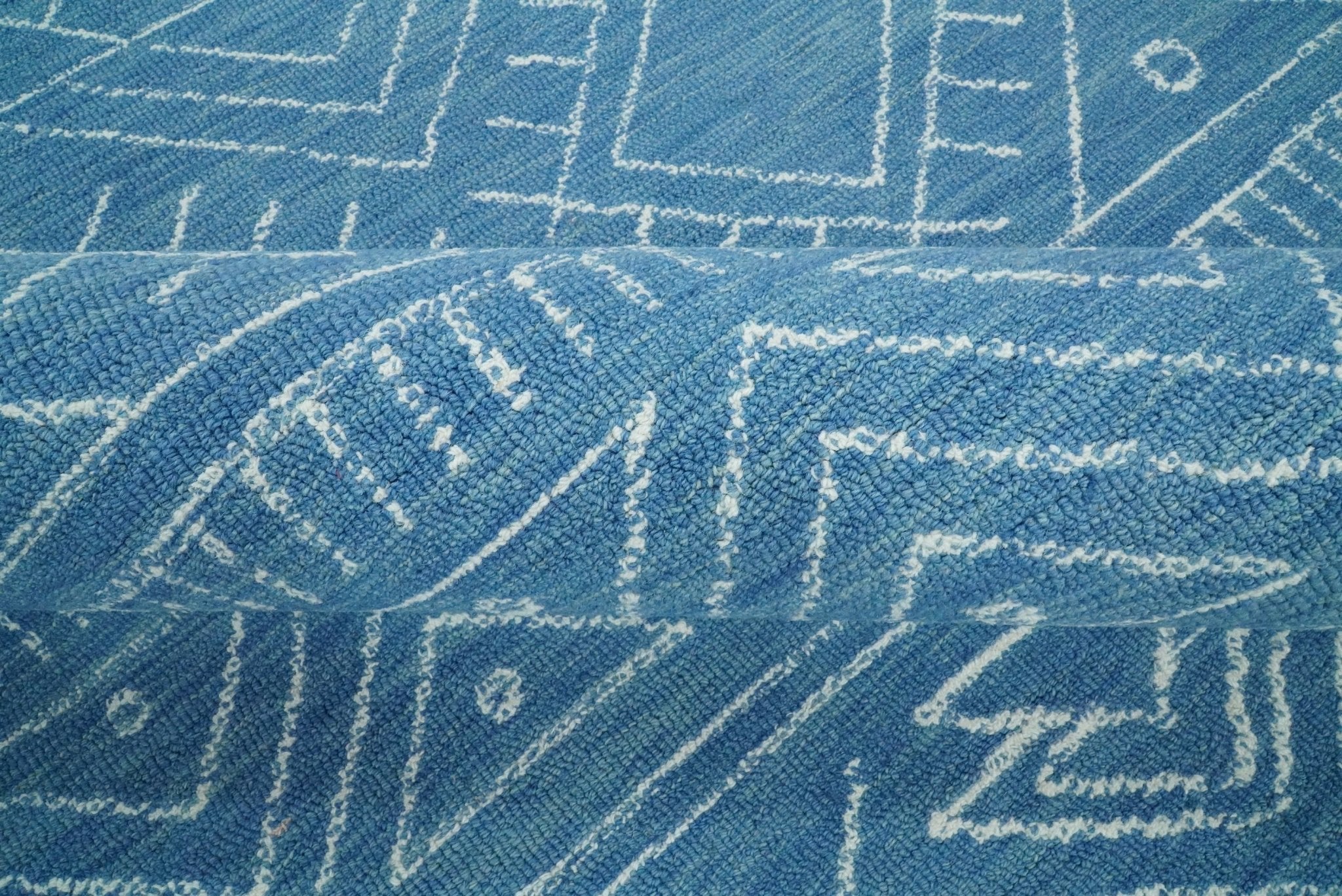 Blue Modern Contemporary Hand Tufted Wool Area Rug - Image 10