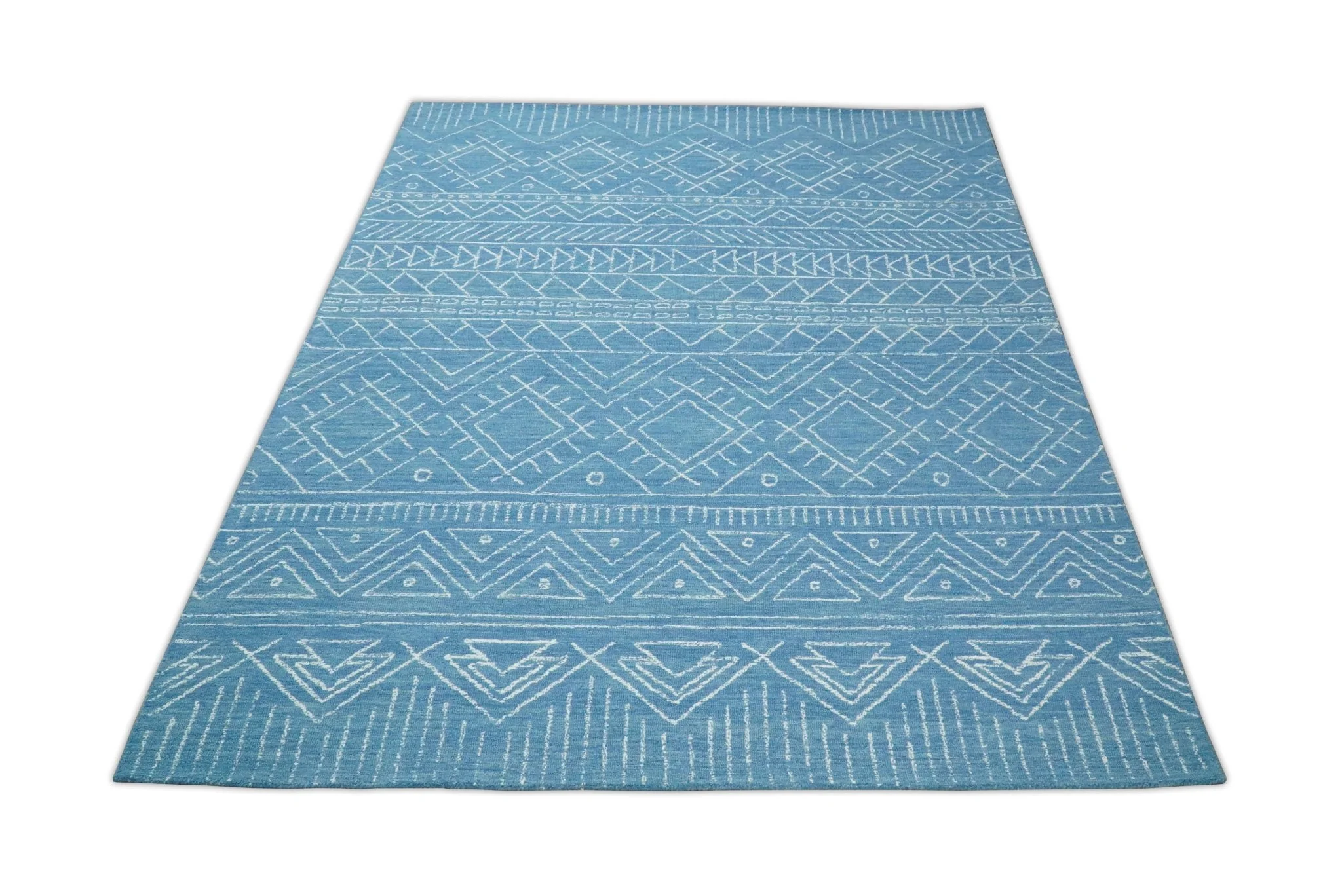 Blue Modern Contemporary Hand Tufted Wool Area Rug - Image 11
