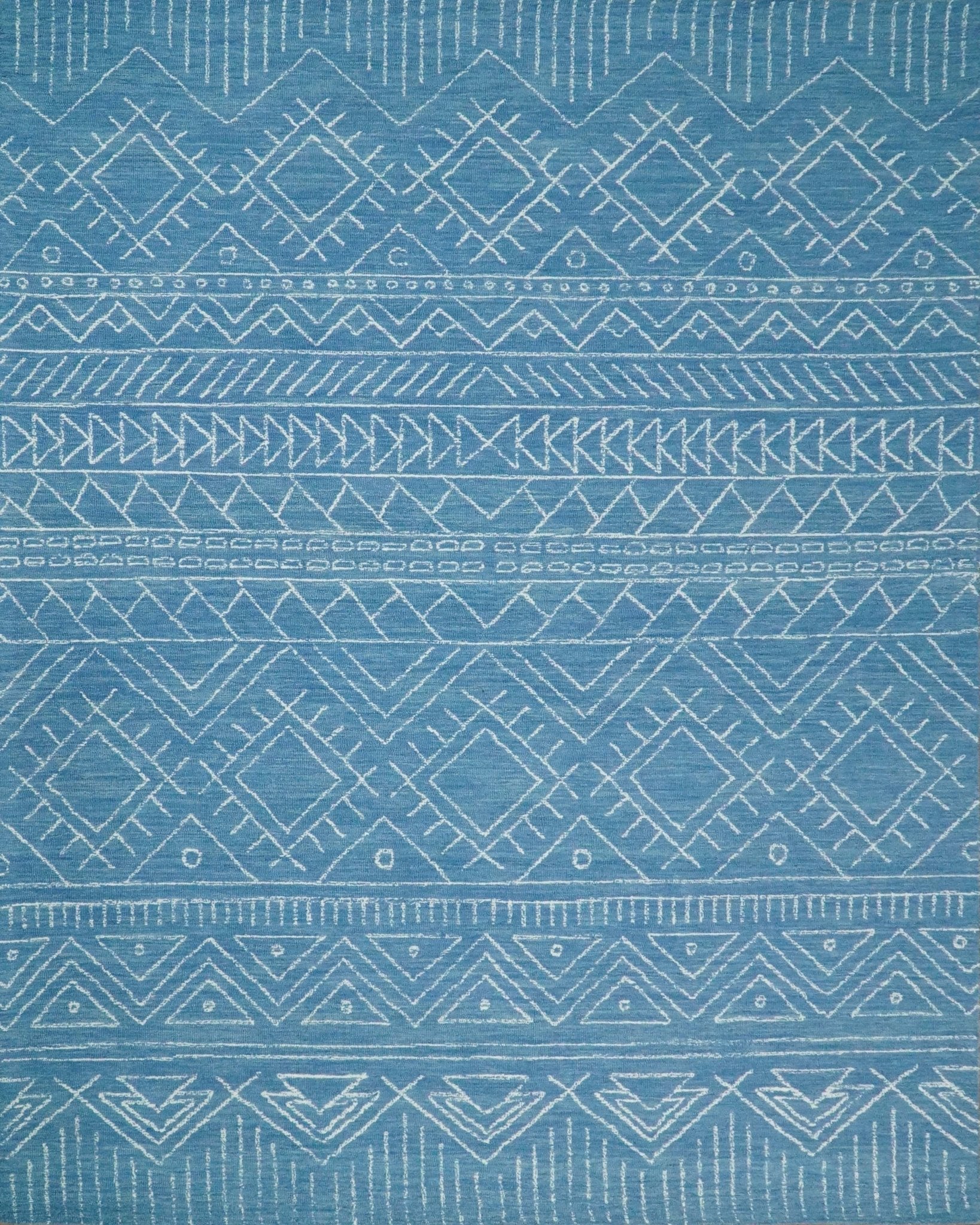 Blue Modern Contemporary Hand Tufted Wool Area Rug - Image 2