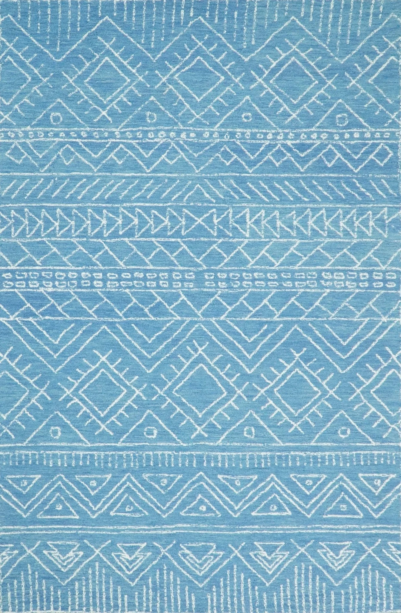 Blue Modern Contemporary Hand Tufted Wool Area Rug - Image 4