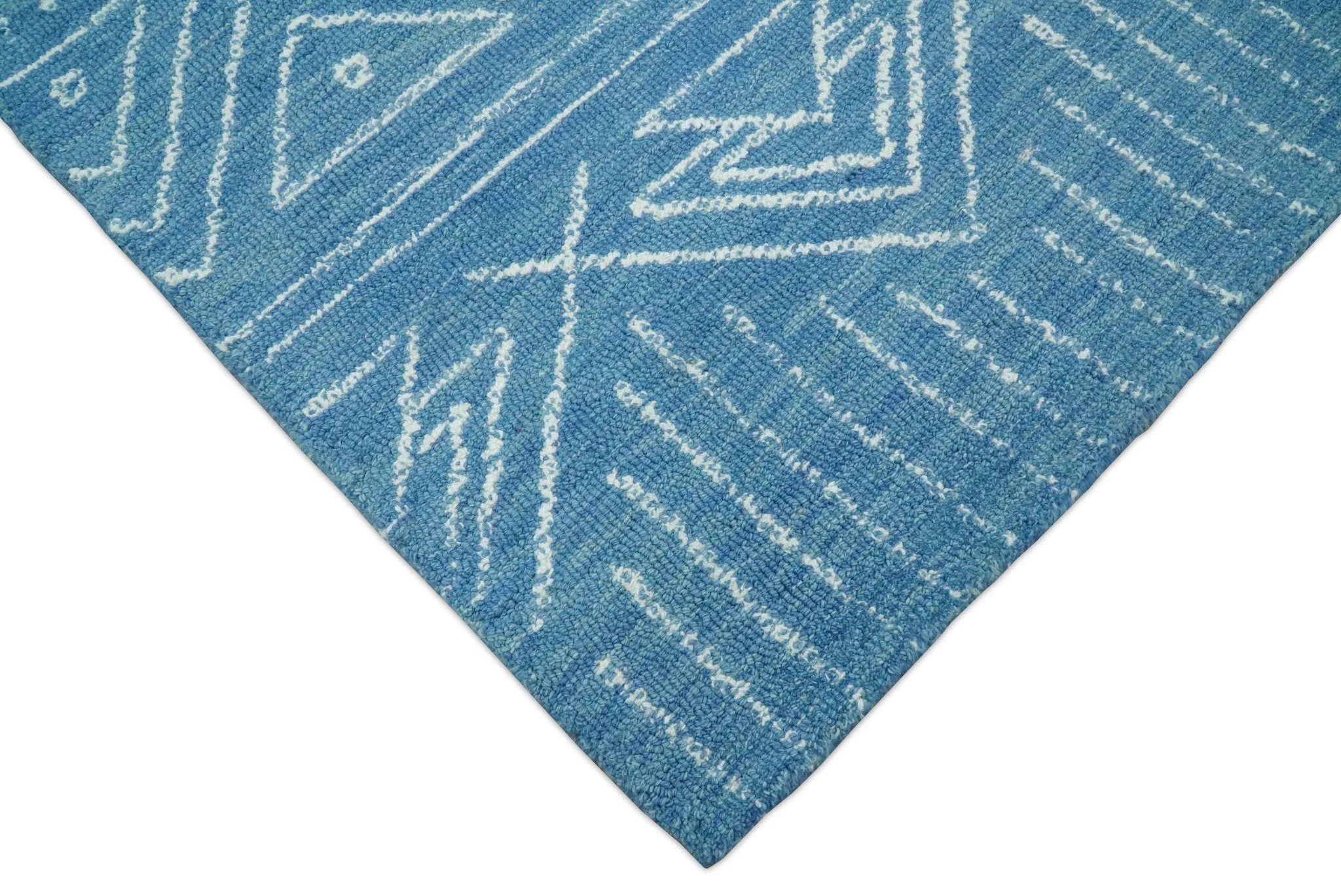 Blue Modern Contemporary Hand Tufted Wool Area Rug - Image 6