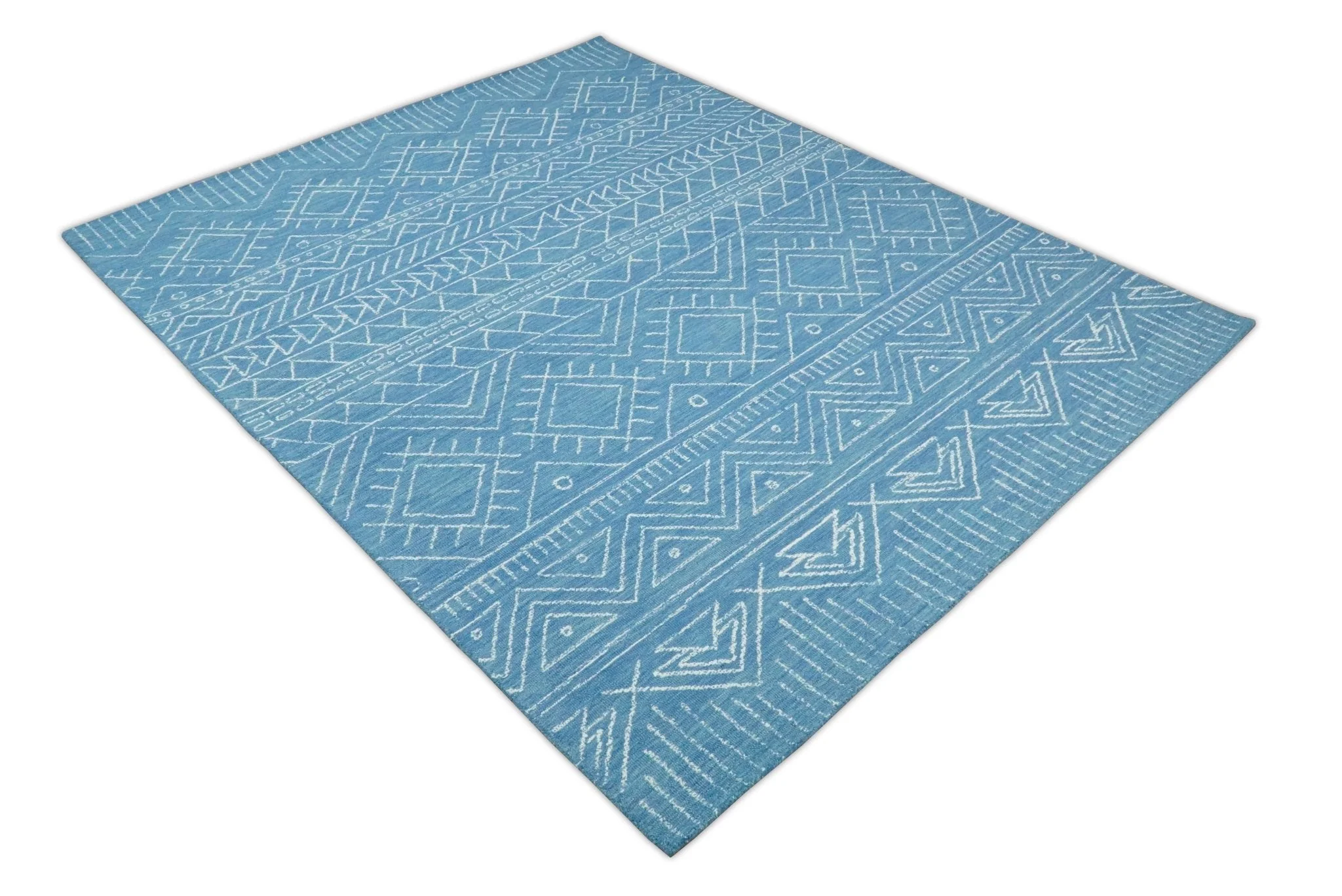 Blue Modern Contemporary Hand Tufted Wool Area Rug - Image 8