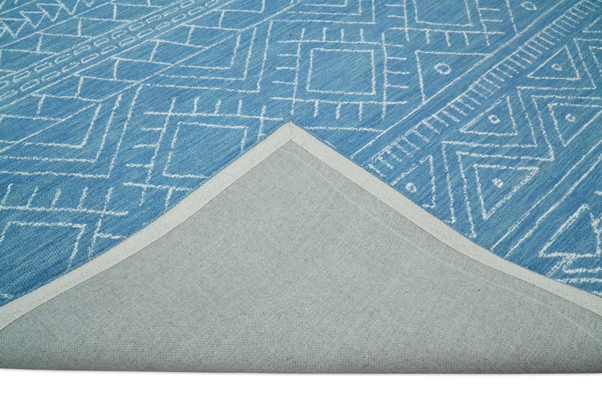 Blue Modern Contemporary Hand Tufted Wool Area Rug - Image 9