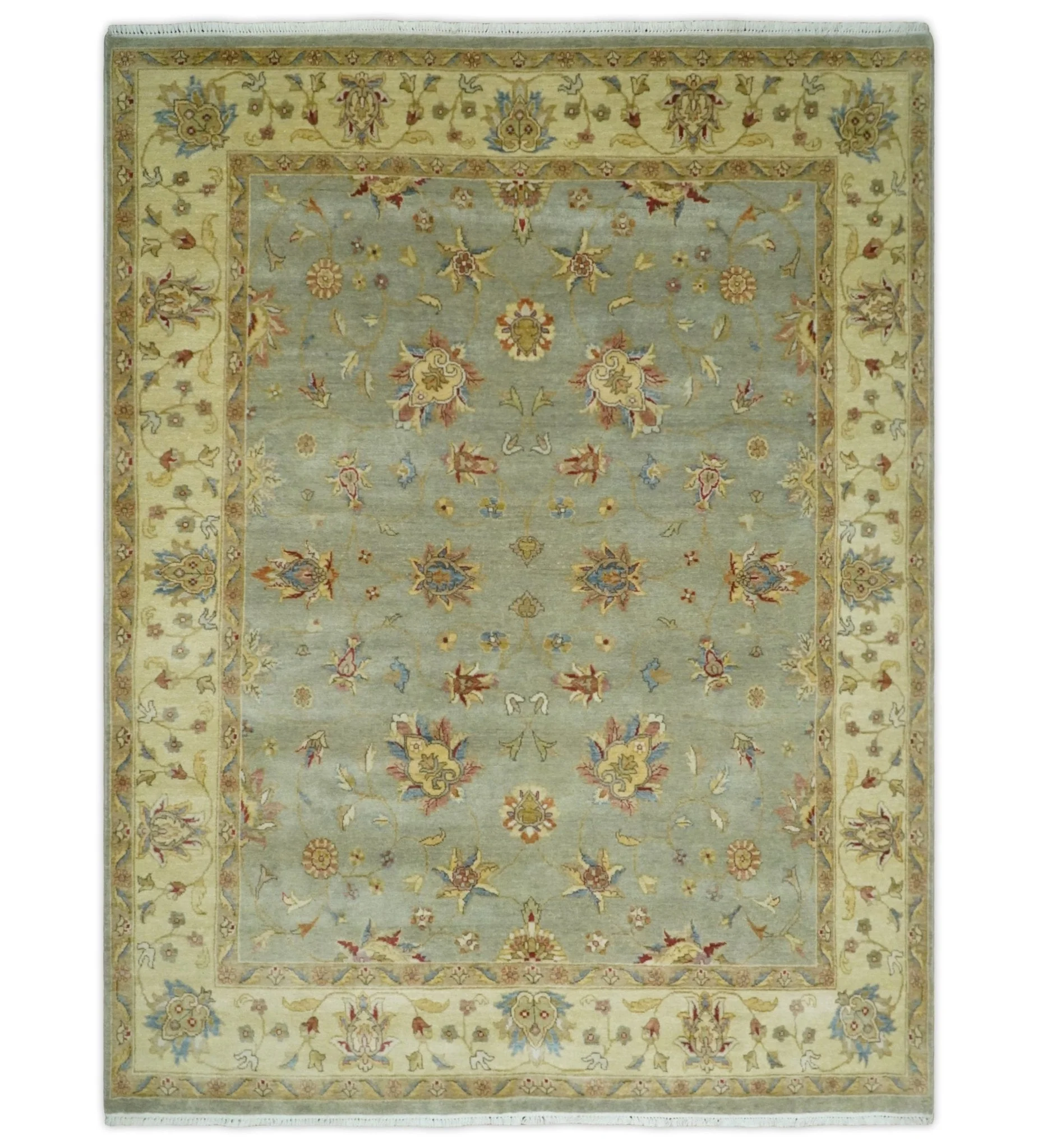 6x8 Fine Hand Knotted Silver and Ivory Traditional Vintage Persian Style Antique Wool Rug