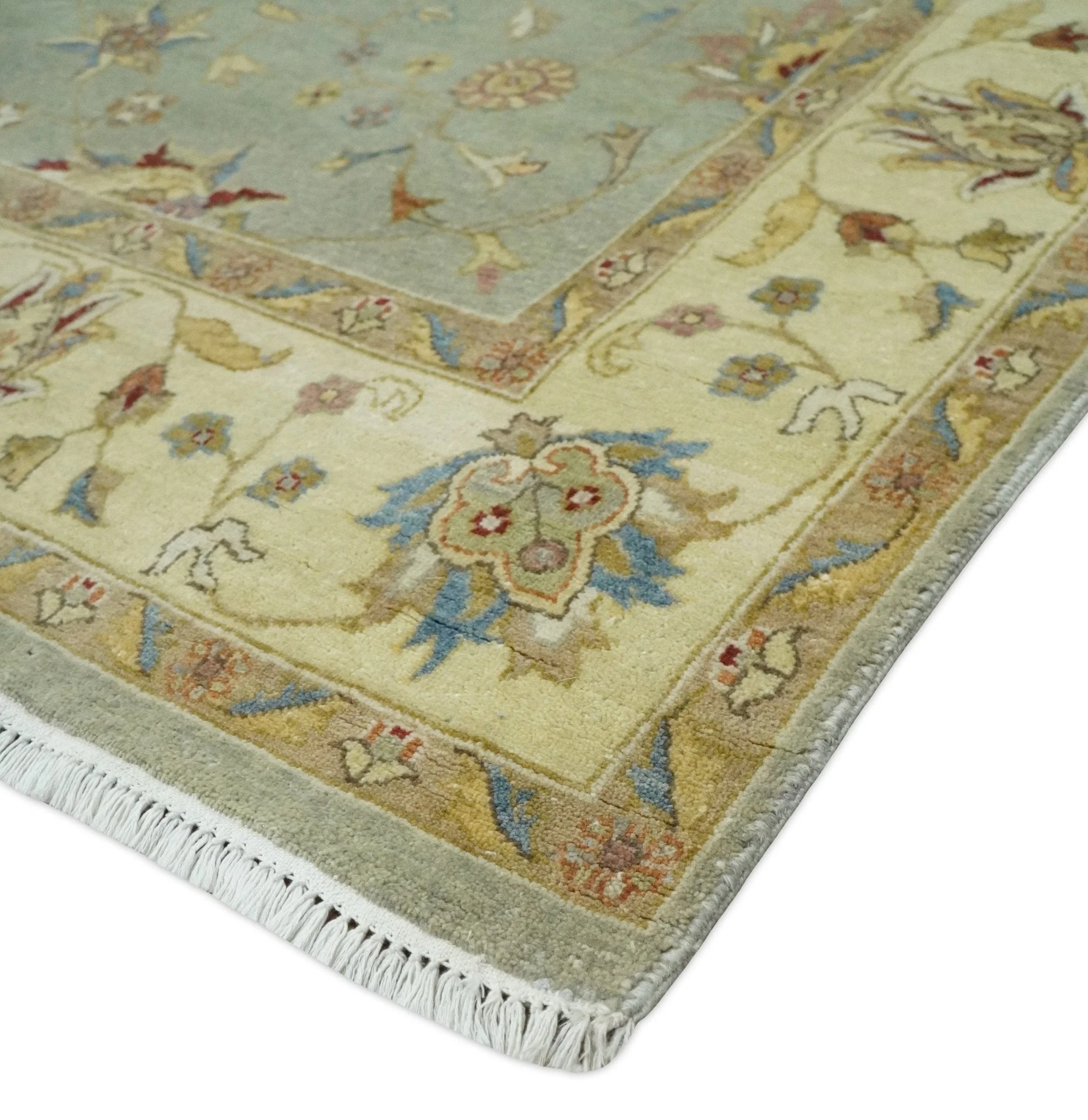 6x8 Fine Hand Knotted Silver and Ivory Traditional Vintage Persian Style Antique Wool Rug - Image 4