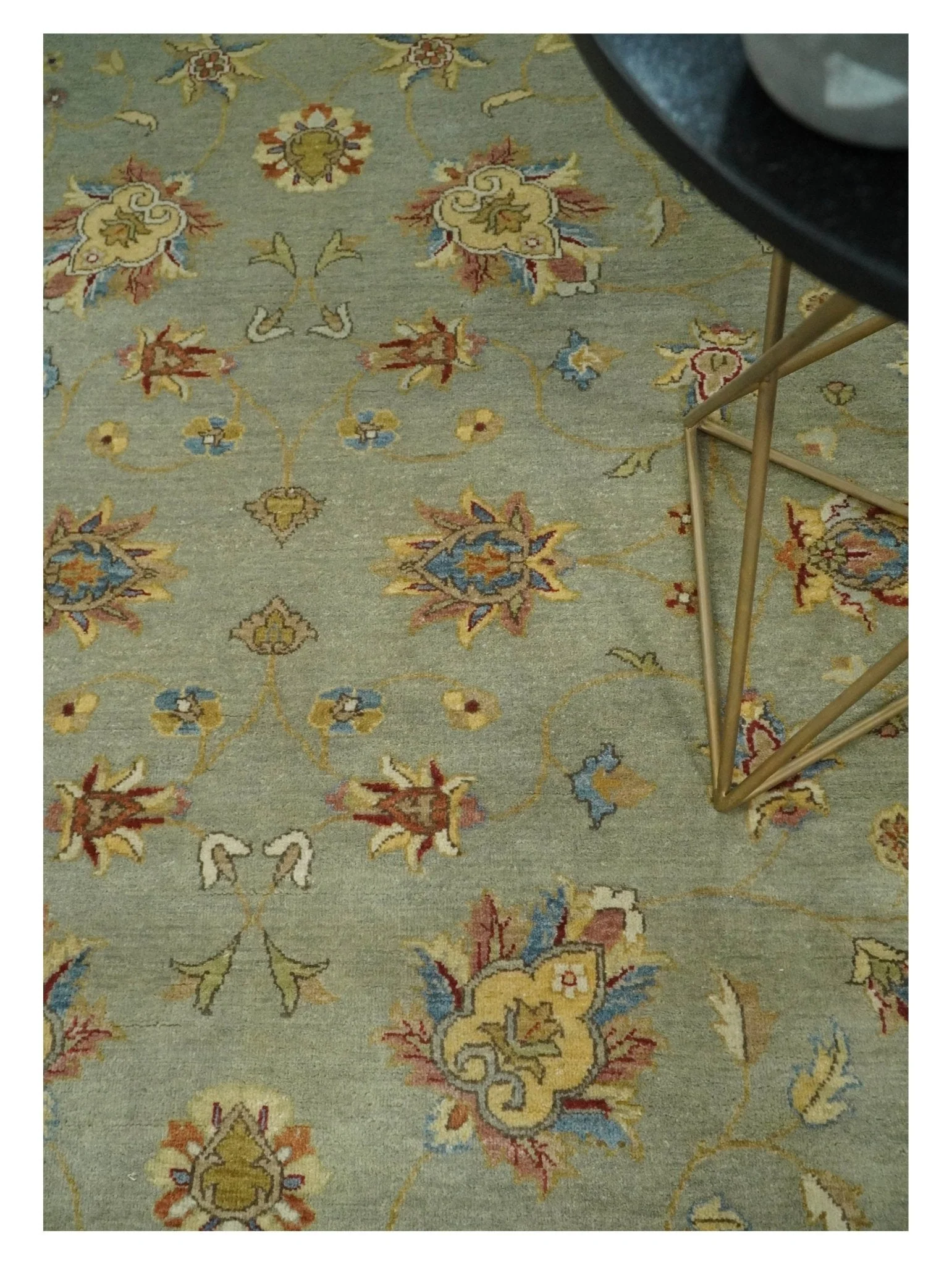 6x8 Fine Hand Knotted Silver and Ivory Traditional Vintage Persian Style Antique Wool Rug - Image 6