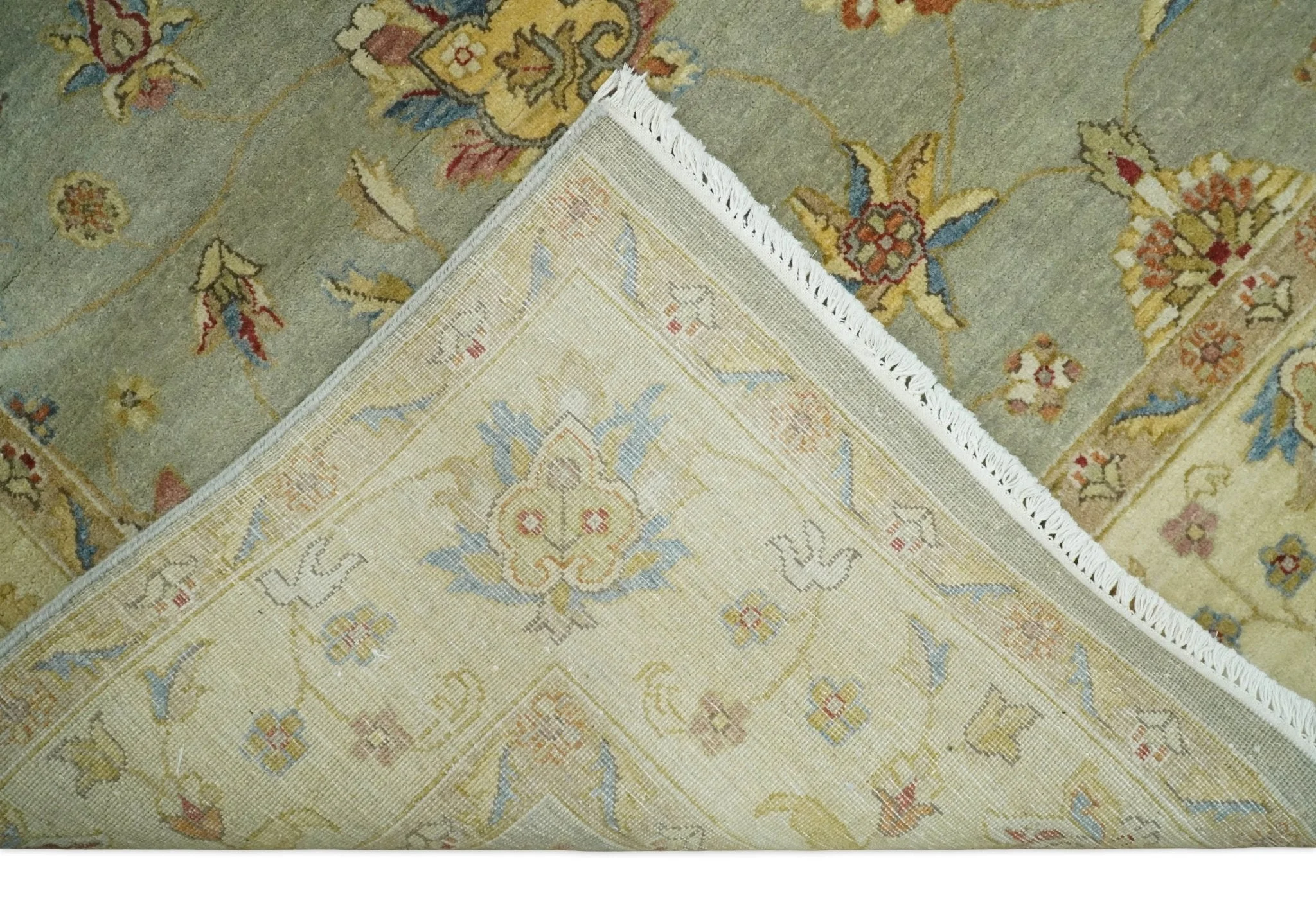 6x8 Fine Hand Knotted Silver and Ivory Traditional Vintage Persian Style Antique Wool Rug - Image 9