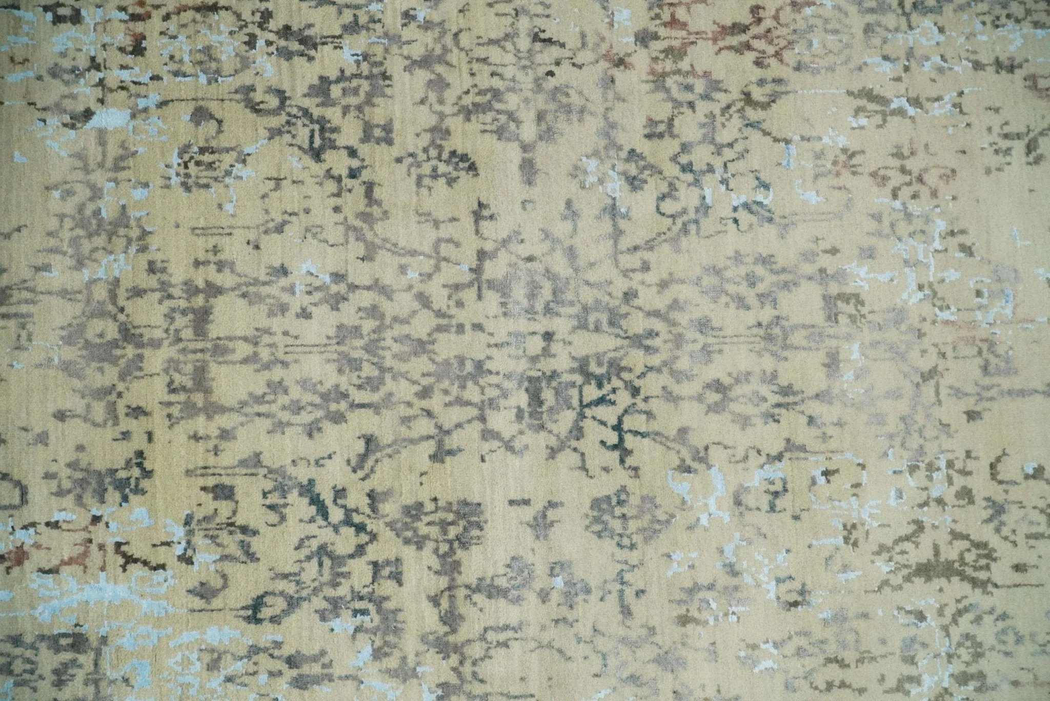 6x9 Fine Hand Knotted Beige and Rust Vintage Persian Style Antique Wool and Silk Rug - Image 11