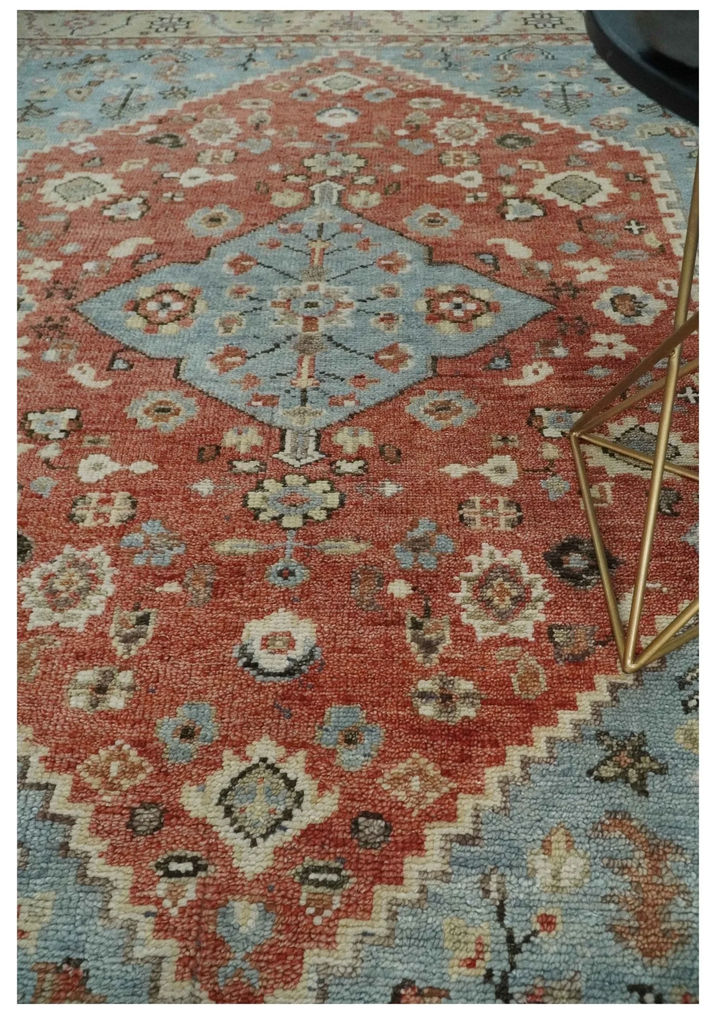 8x10 Antique look Traditional Floral Gray, Rust and Beige Hand knotted wool Area Rug - Image 2