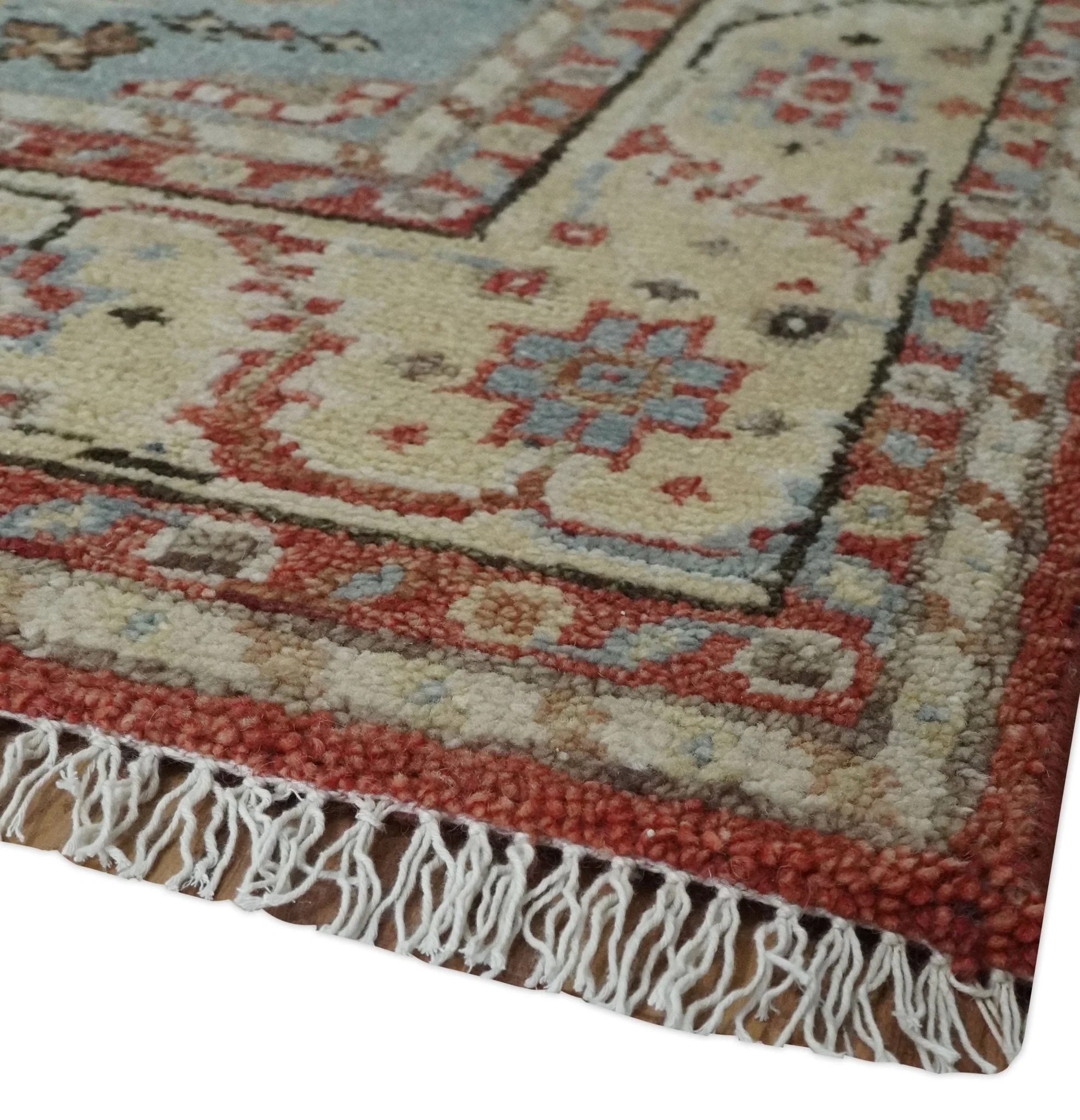 8x10 Antique look Traditional Floral Gray, Rust and Beige Hand knotted wool Area Rug - Image 5