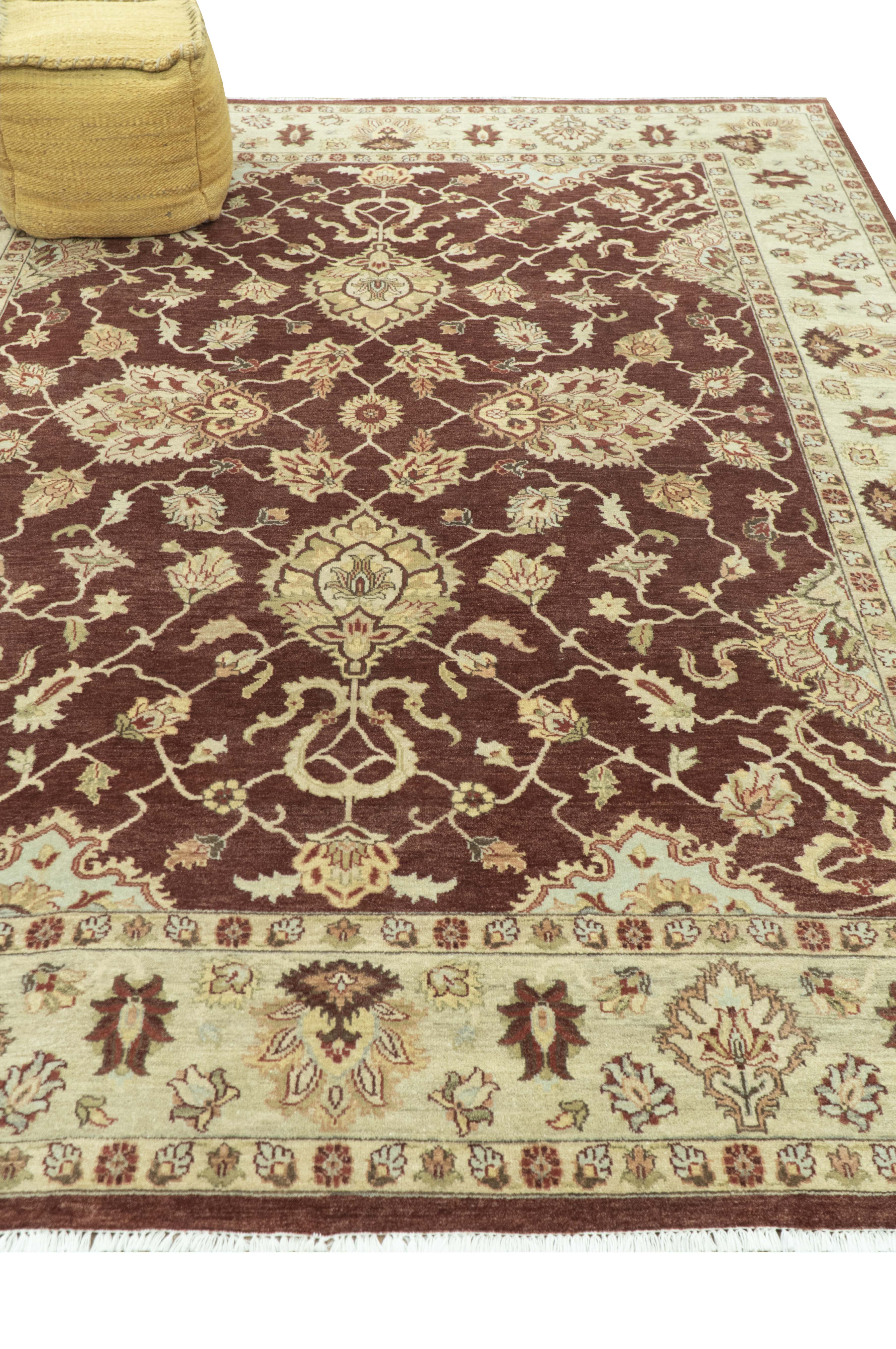 8X10 Fine Hand Knotted Rust And Gold Traditional Design Wool Rug - Image 9