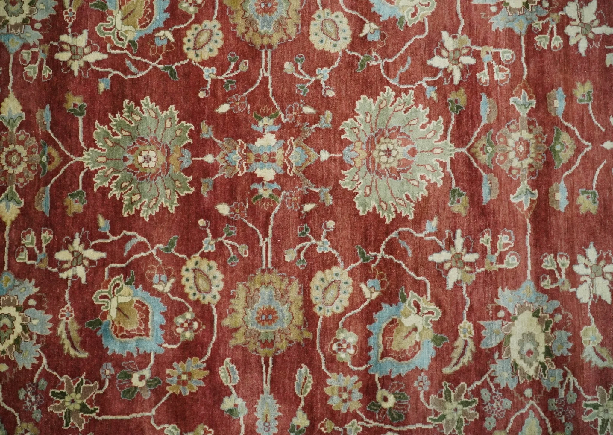 8x10 Fine Hand Knotted Rust and Ivory Traditional Persian Style Antique Wool Rug - Image 12