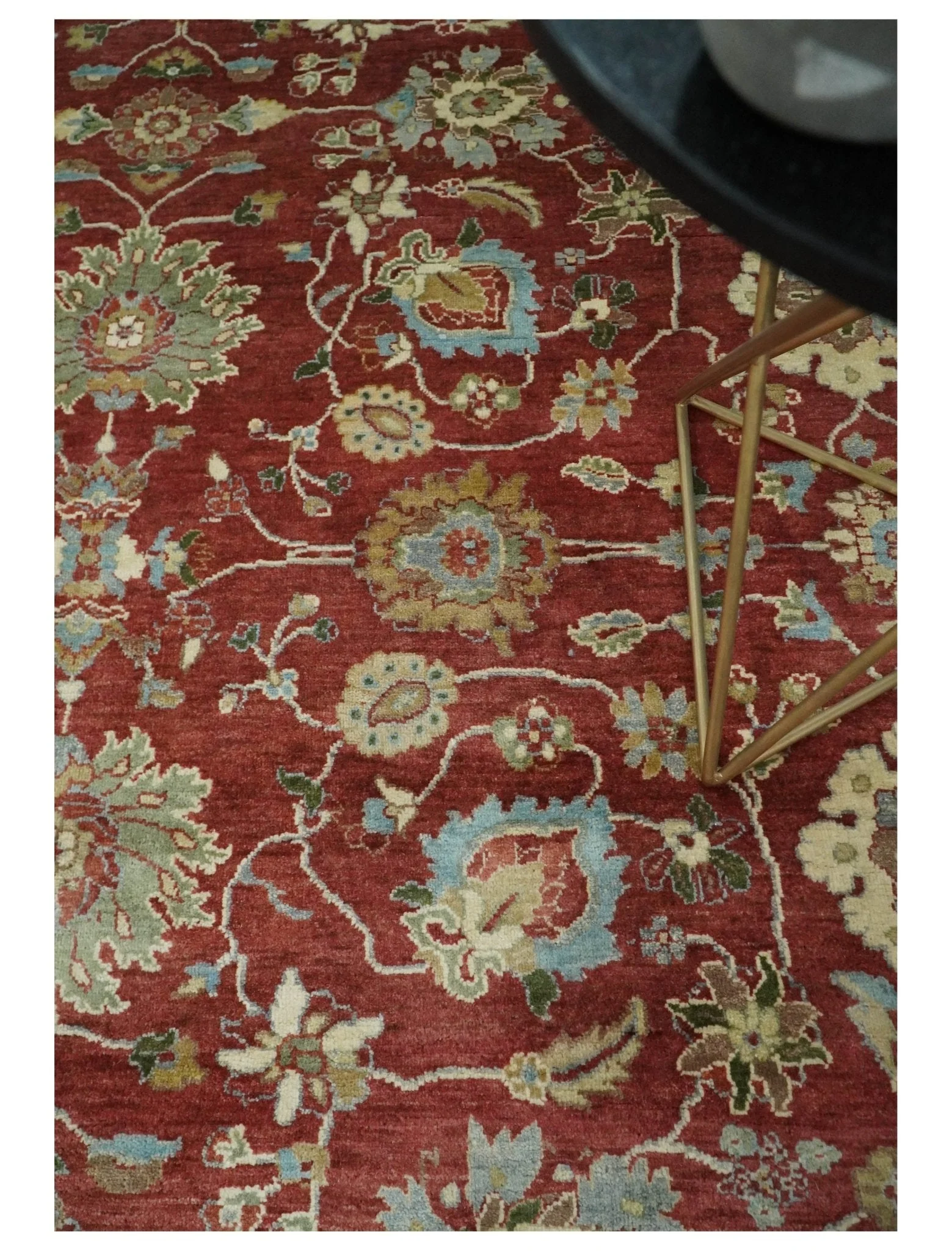 8x10 Fine Hand Knotted Rust and Ivory Traditional Persian Style Antique Wool Rug - Image 3