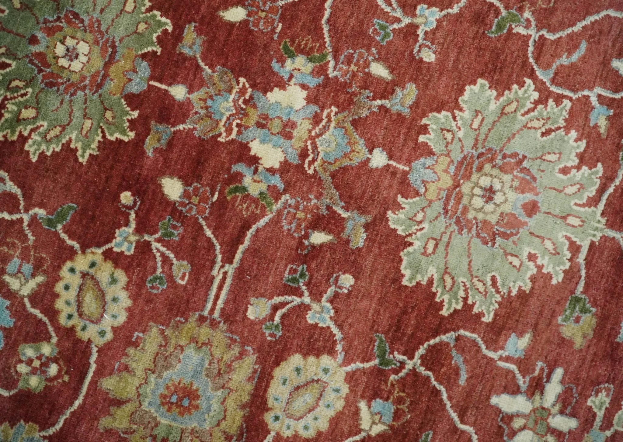 8x10 Fine Hand Knotted Rust and Ivory Traditional Persian Style Antique Wool Rug - Image 5