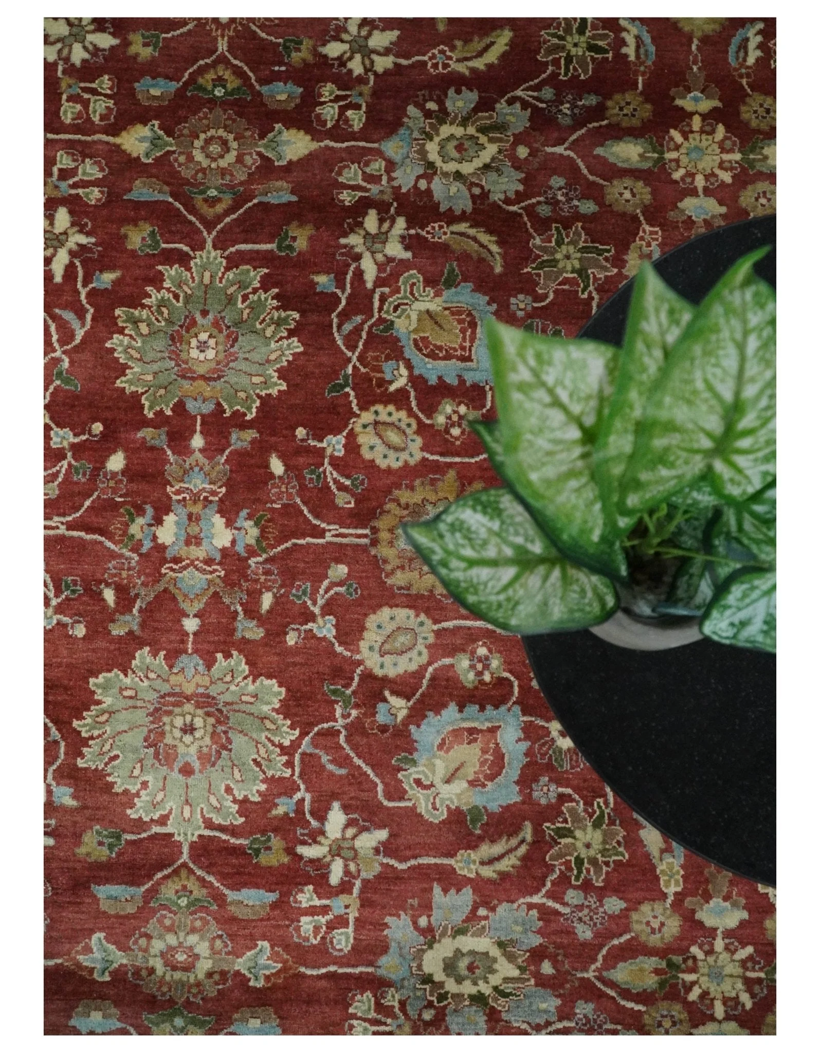 8x10 Fine Hand Knotted Rust and Ivory Traditional Persian Style Antique Wool Rug - Image 7