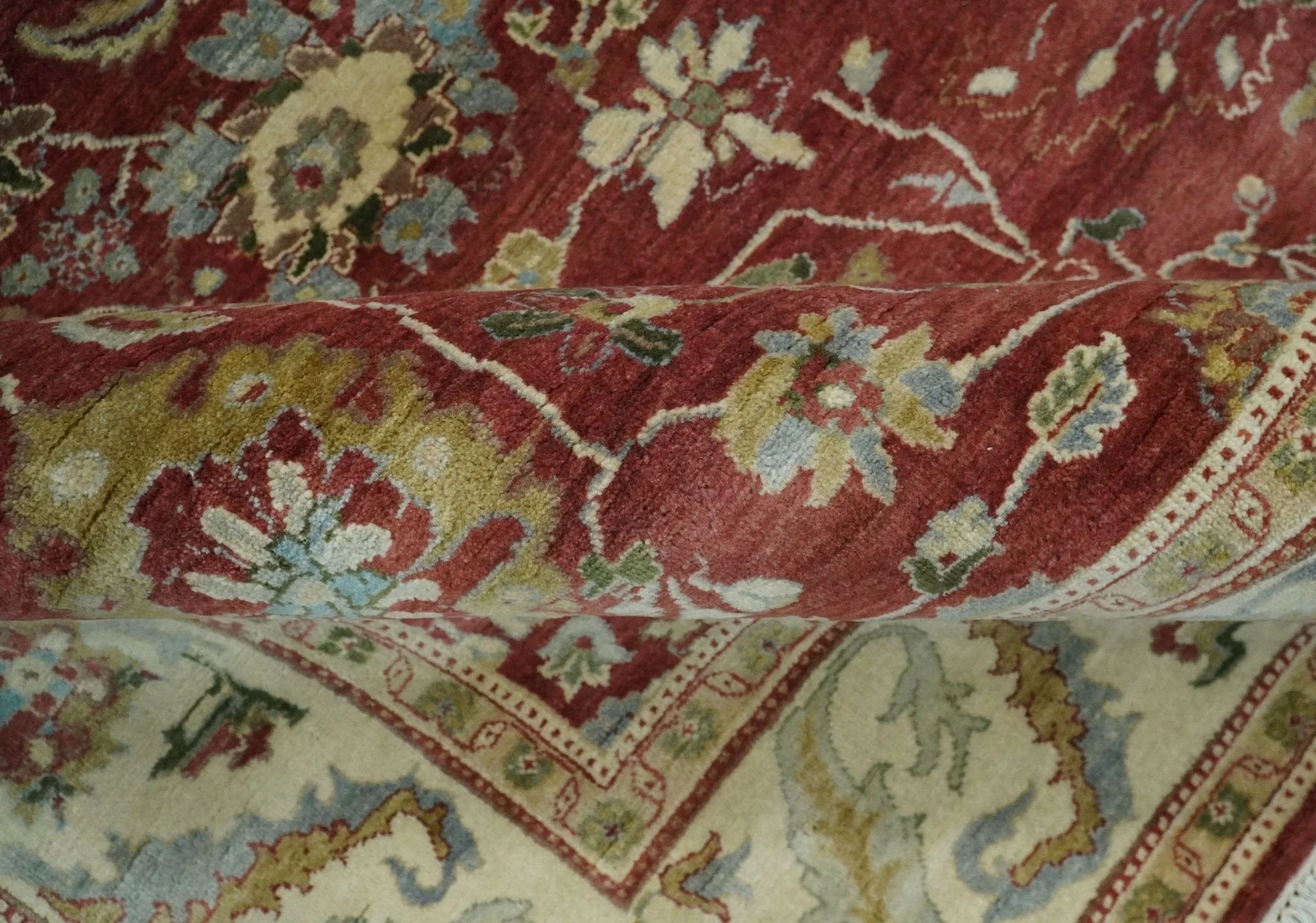 8x10 Fine Hand Knotted Rust and Ivory Traditional Persian Style Antique Wool Rug - Image 9