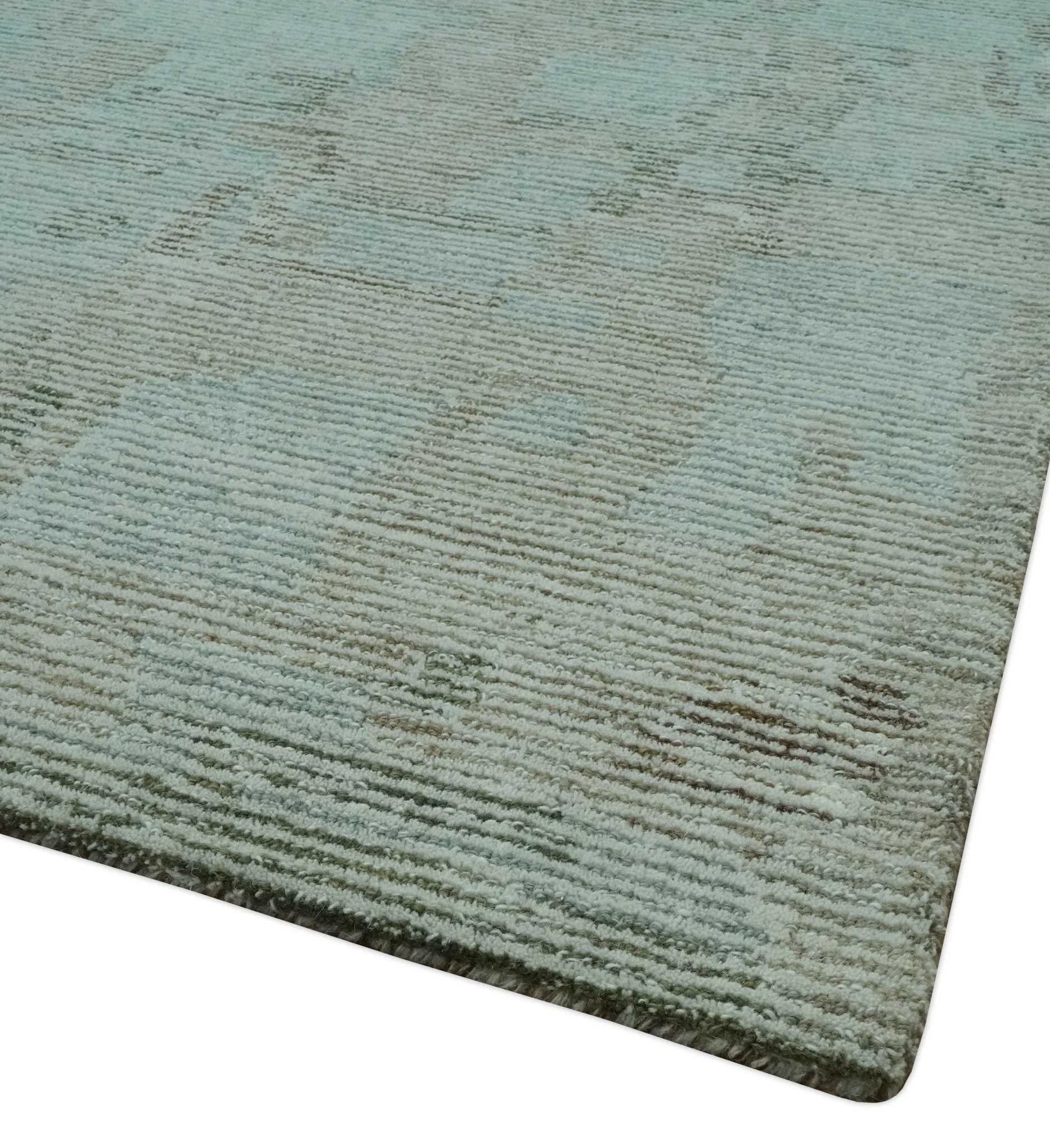 8x10 Modern Abstract Teal, Olive and Ivory Hand Tufted wool area rug - Image 5