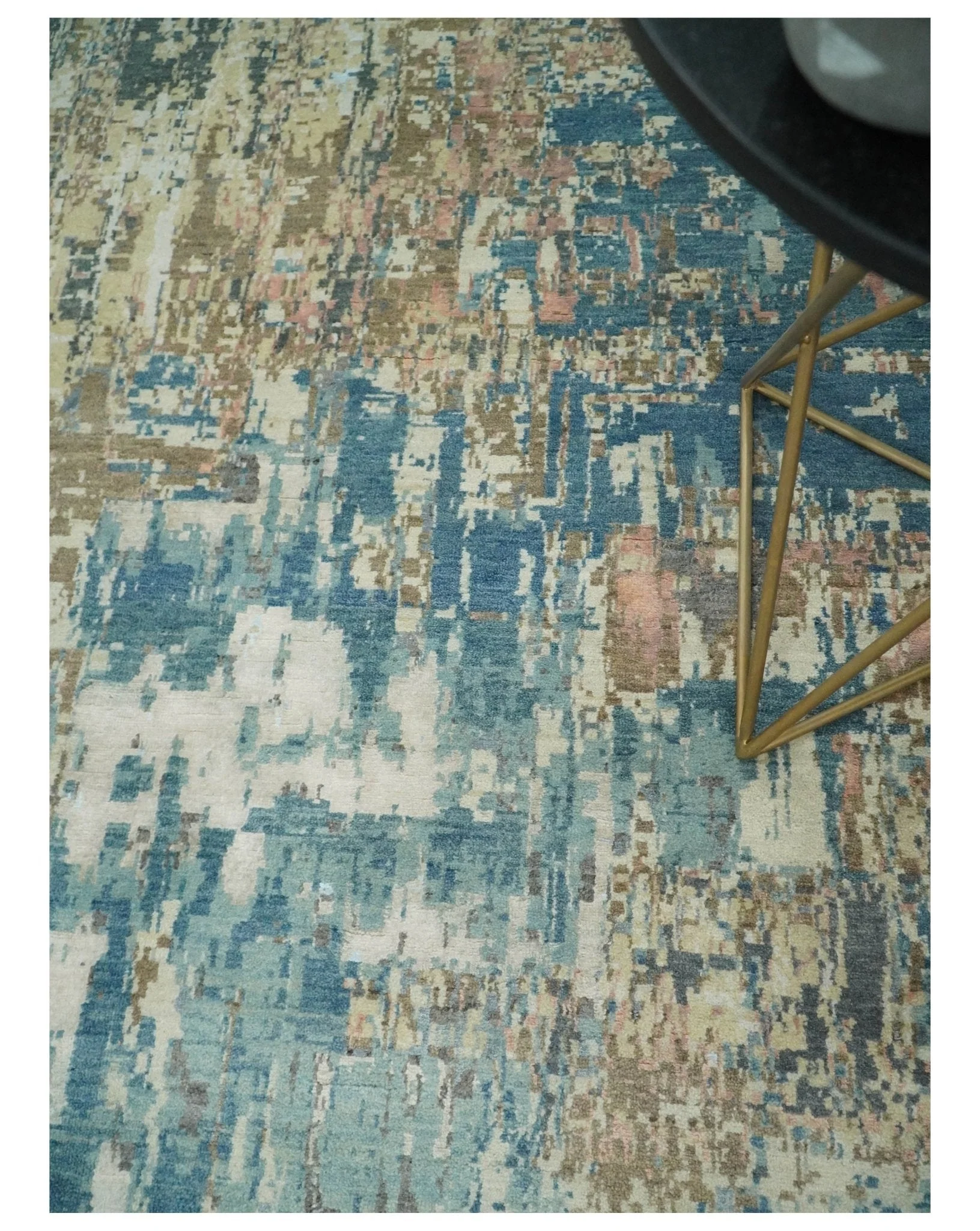9x12 Fine Hand Knotted Brown Multicolor Modern Abstract Wool Area Rug - Image 3