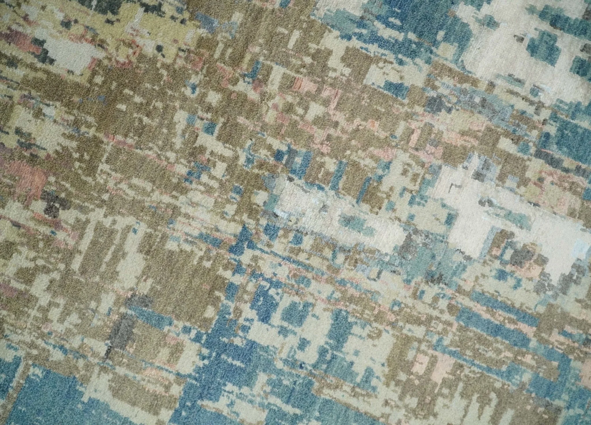 9x12 Fine Hand Knotted Brown Multicolor Modern Abstract Wool Area Rug - Image 5