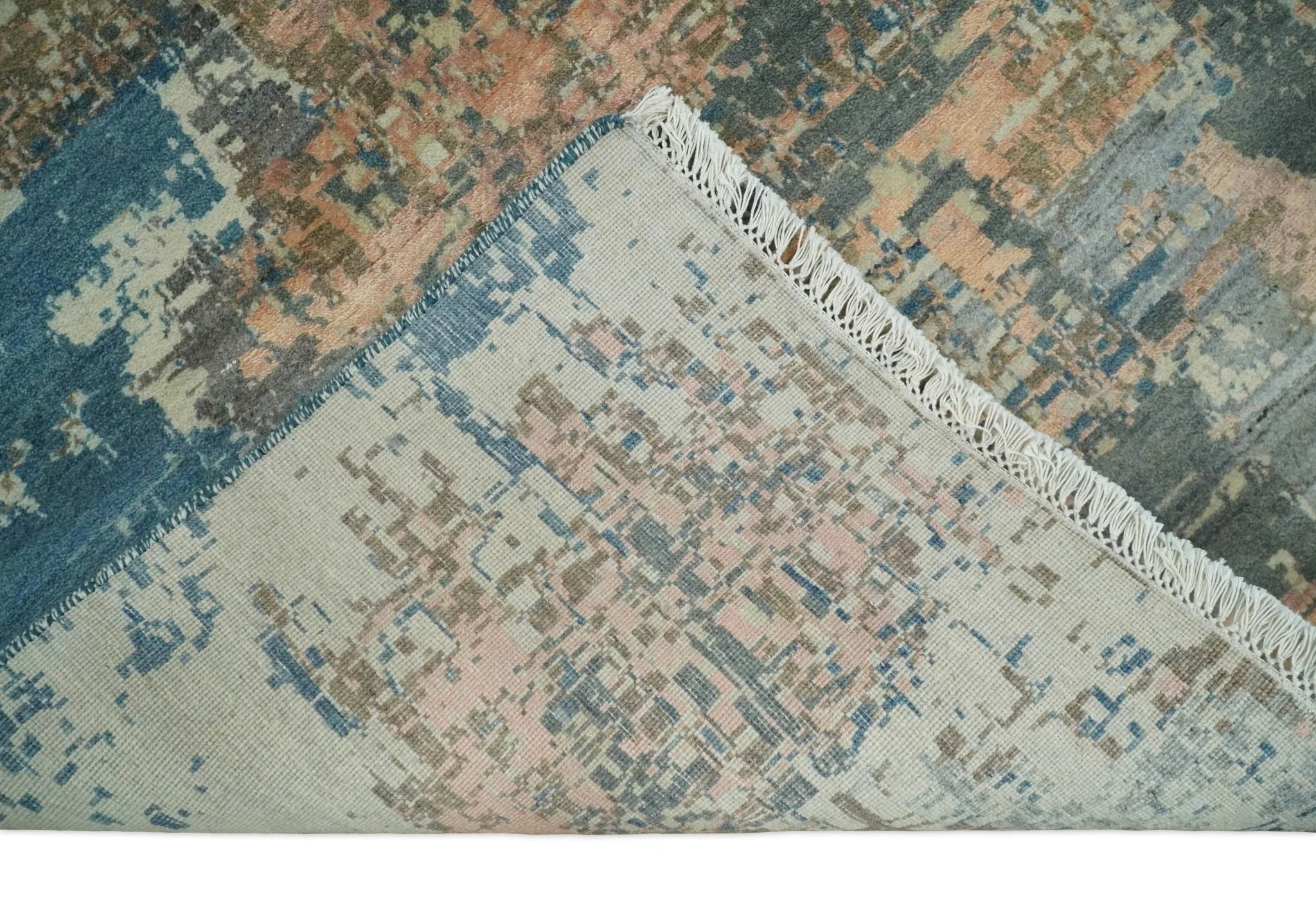9x12 Fine Hand Knotted Brown Multicolor Modern Abstract Wool Area Rug - Image 8