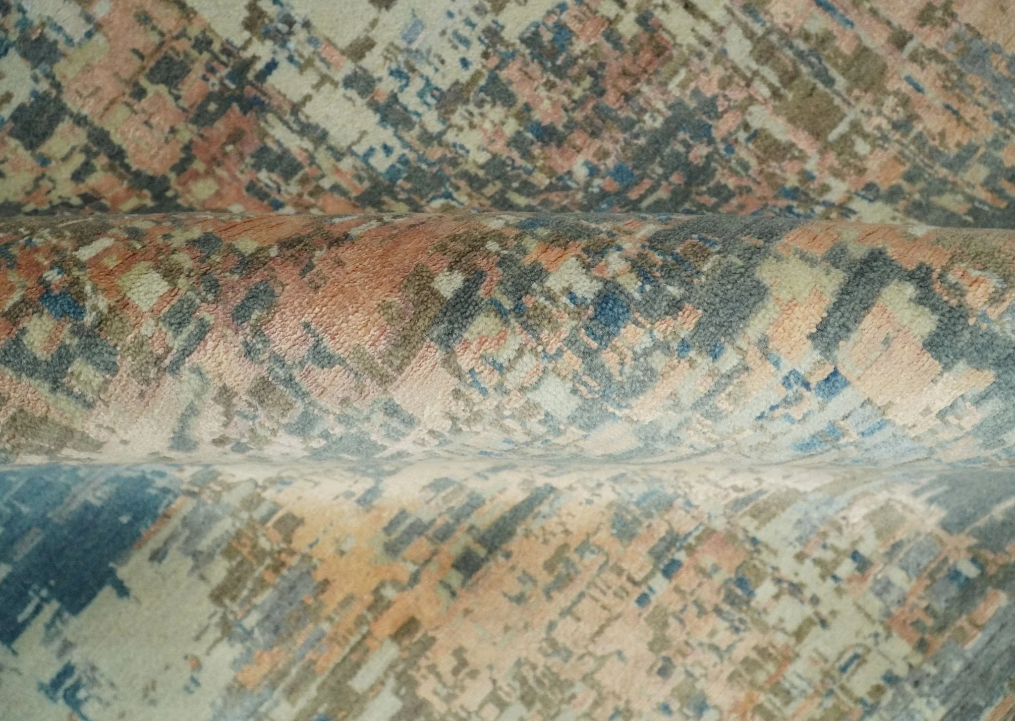 9x12 Fine Hand Knotted Brown Multicolor Modern Abstract Wool Area Rug - Image 9