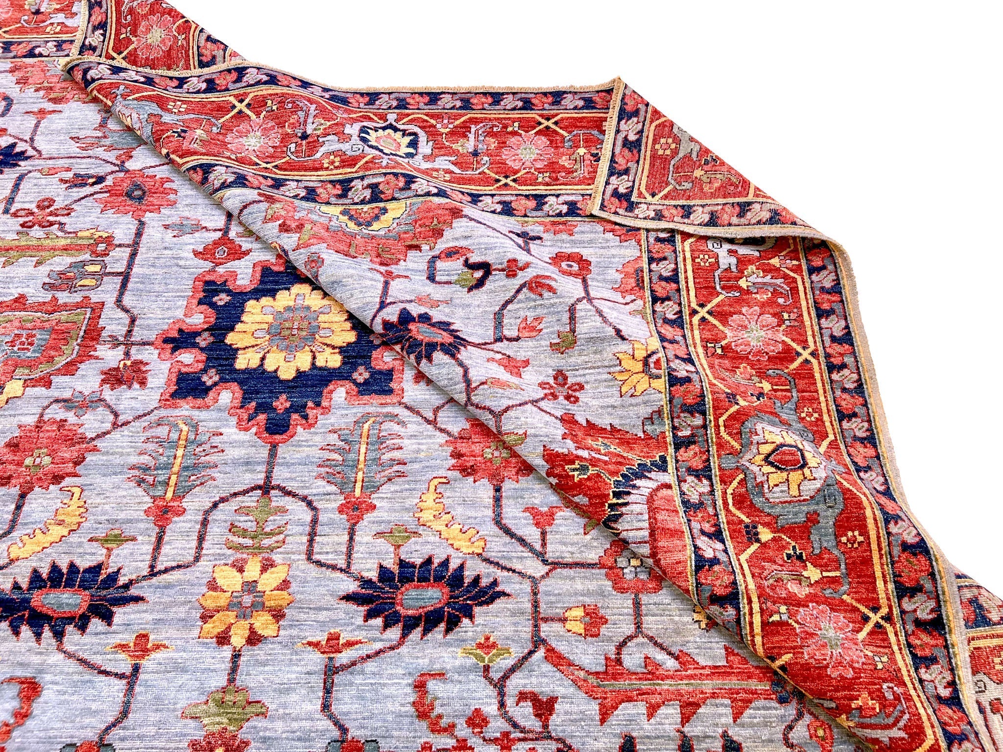 Afgahn Heriz (10'02"x14'00") lt.blue/red - Image 10