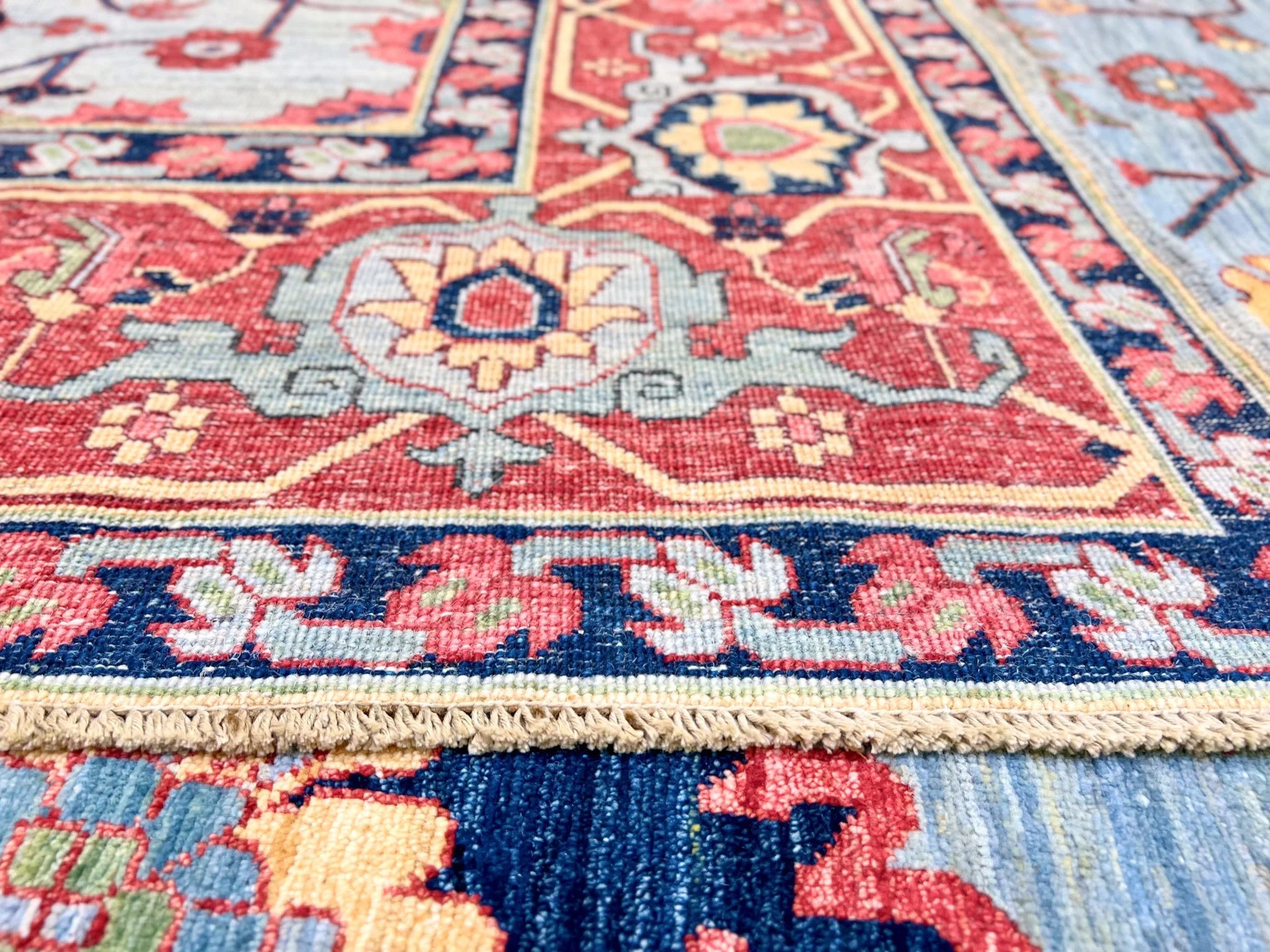 Afgahn Heriz (10'02"x14'00") lt.blue/red - Image 11