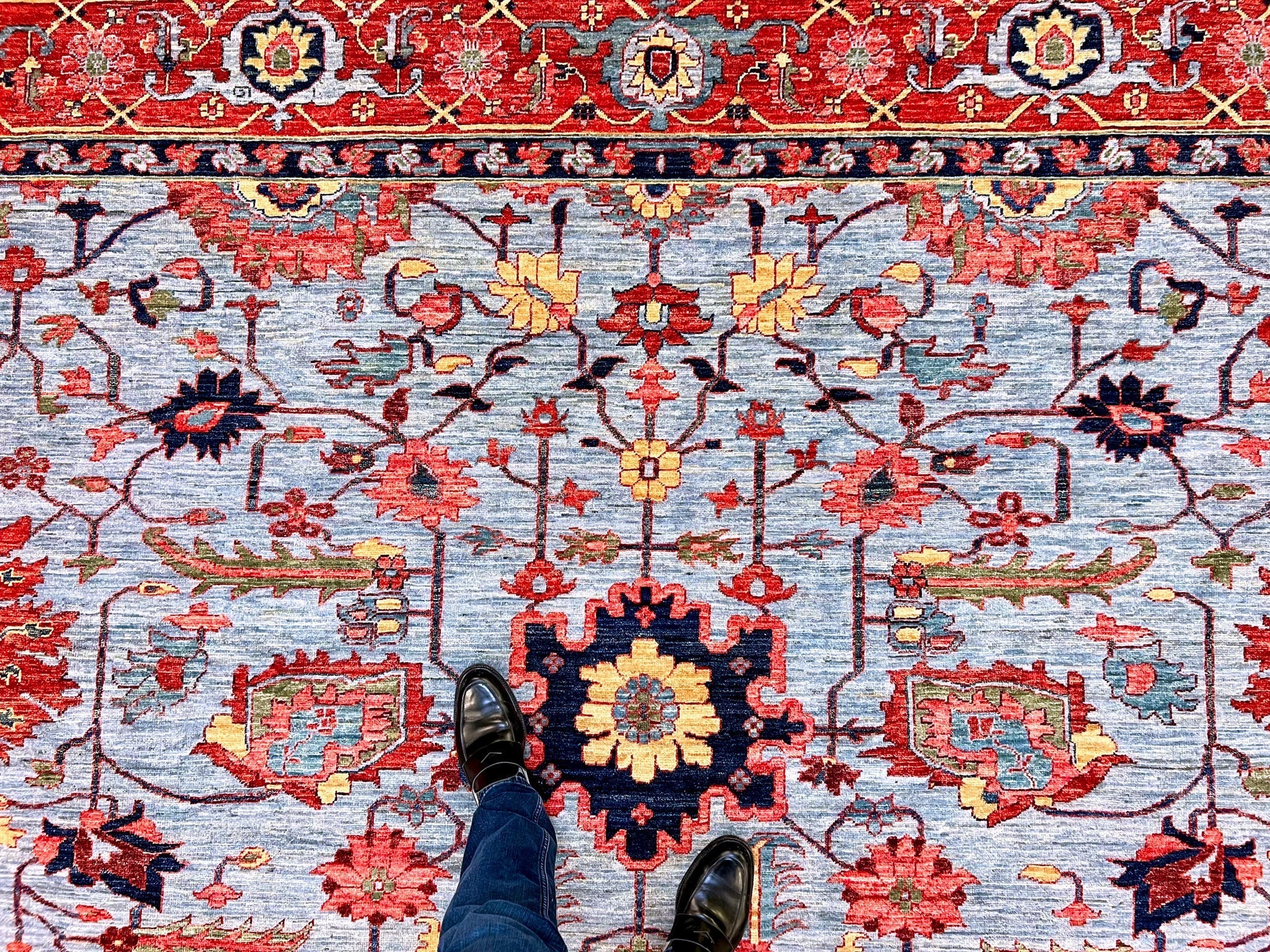 Afgahn Heriz (10'02"x14'00") lt.blue/red - Image 15