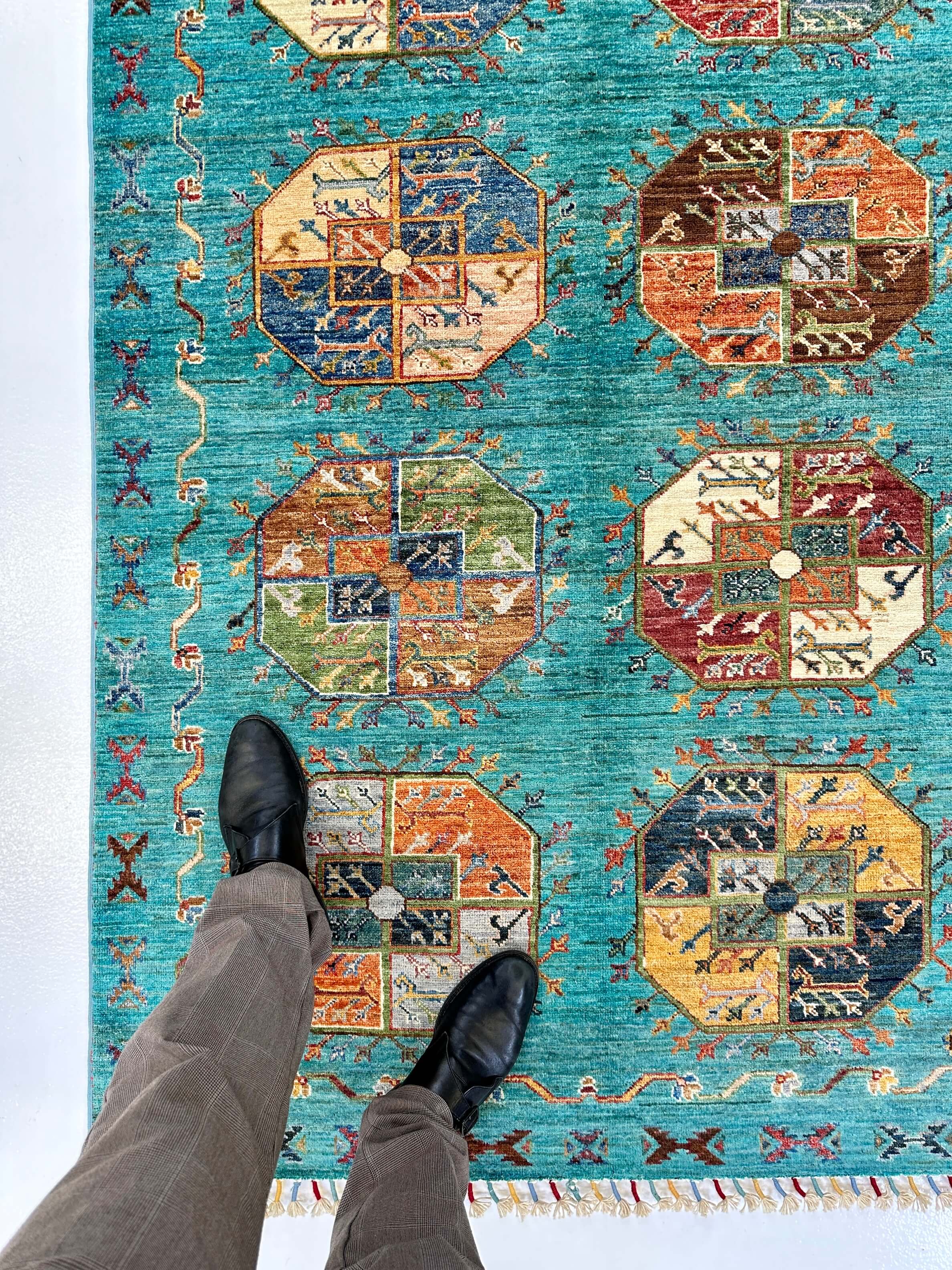 Afghan Ersari (4'01"x6'02") turquoise/multicolor - Image 6