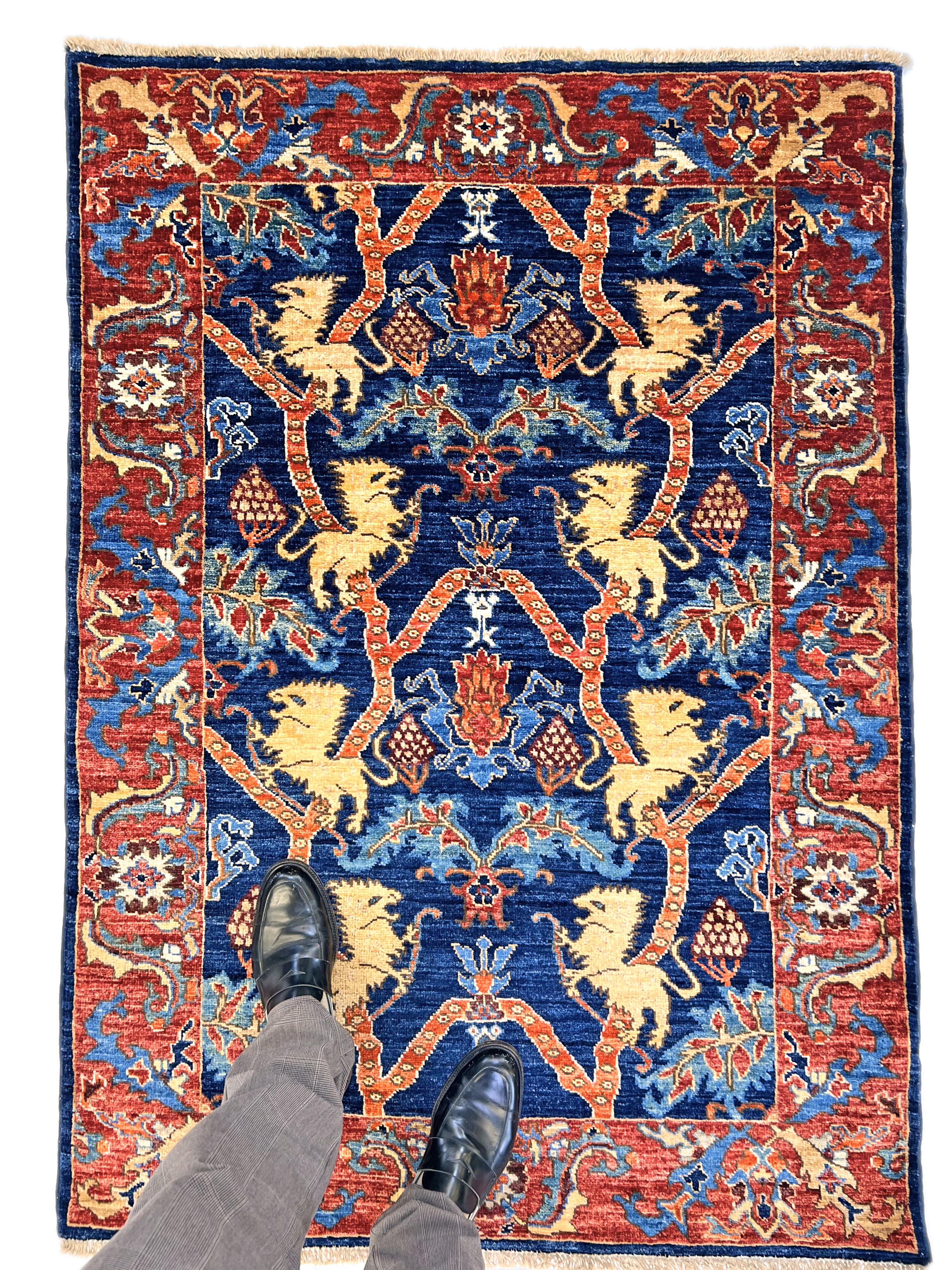 Afghan Folk/Serapi (3x5) blue/red - Image 10