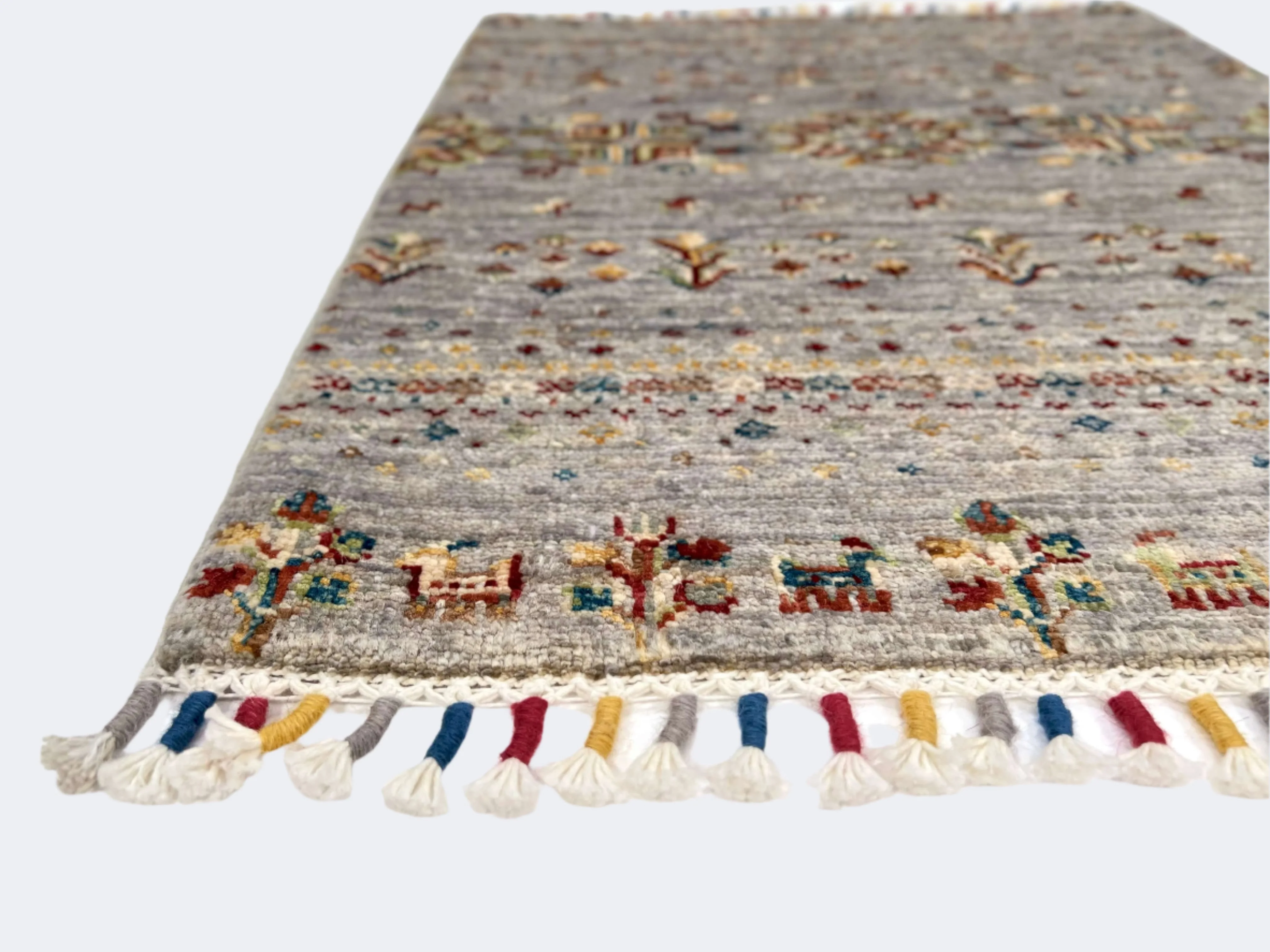 Afghan Gabbeh (2'00"x2'07") light gray - Image 2