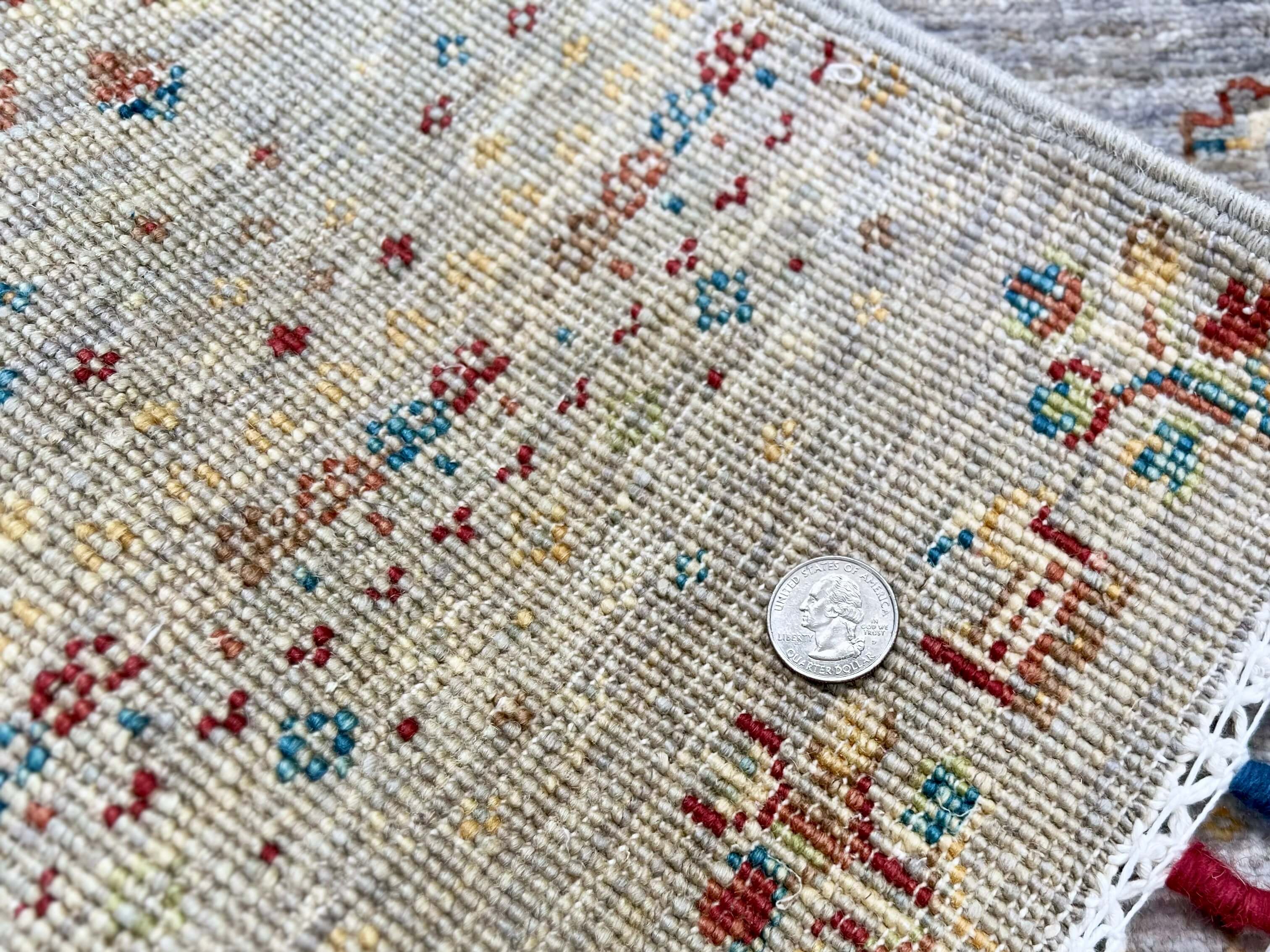 Afghan Gabbeh (2'00"x2'07") light gray - Image 5