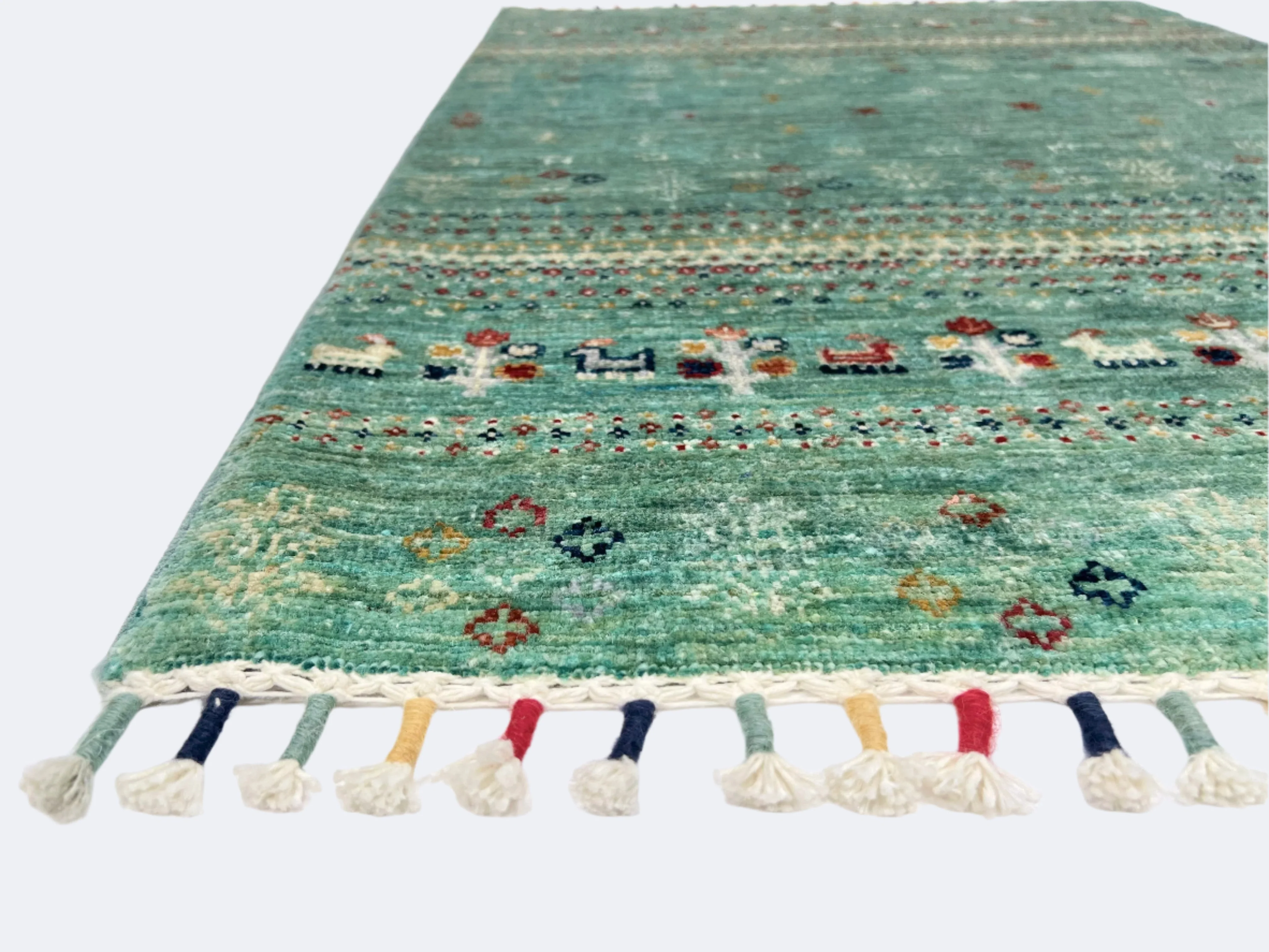 Afghan Gabbeh (2'07"x3'10") light green - Image 2