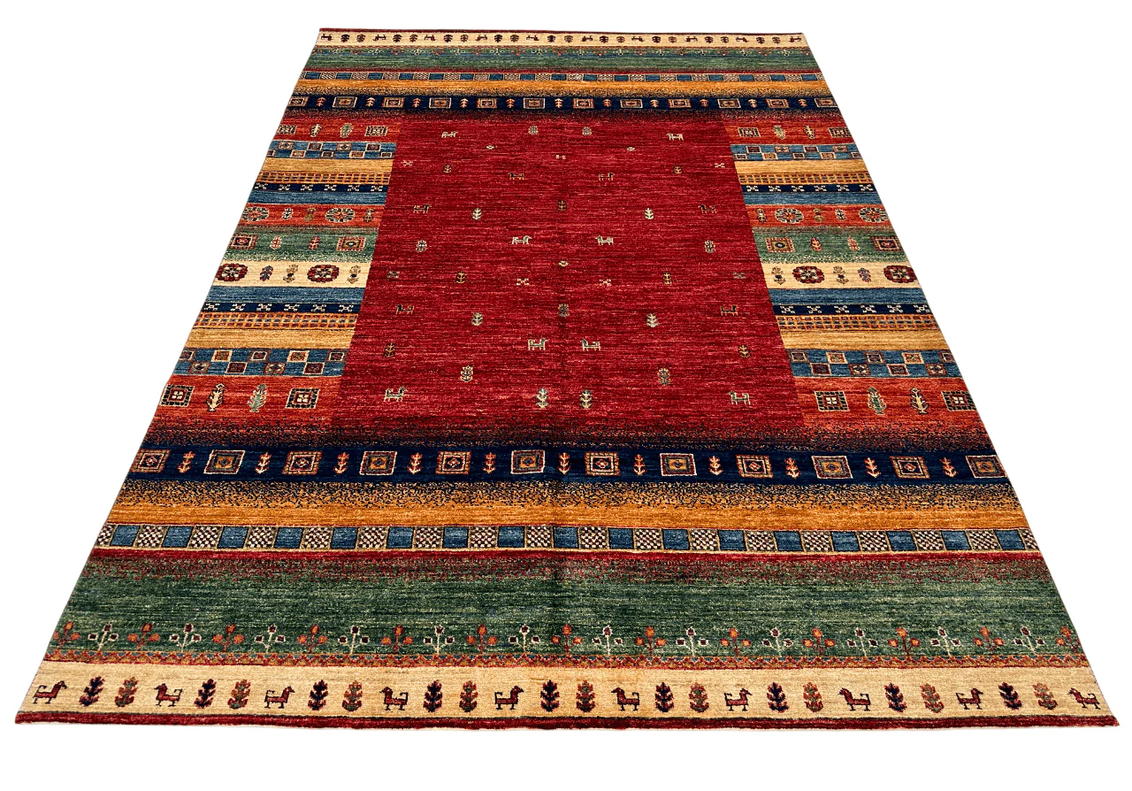 Afghan Gabbeh (5'08"x7'10") red/multicolor - Image 10