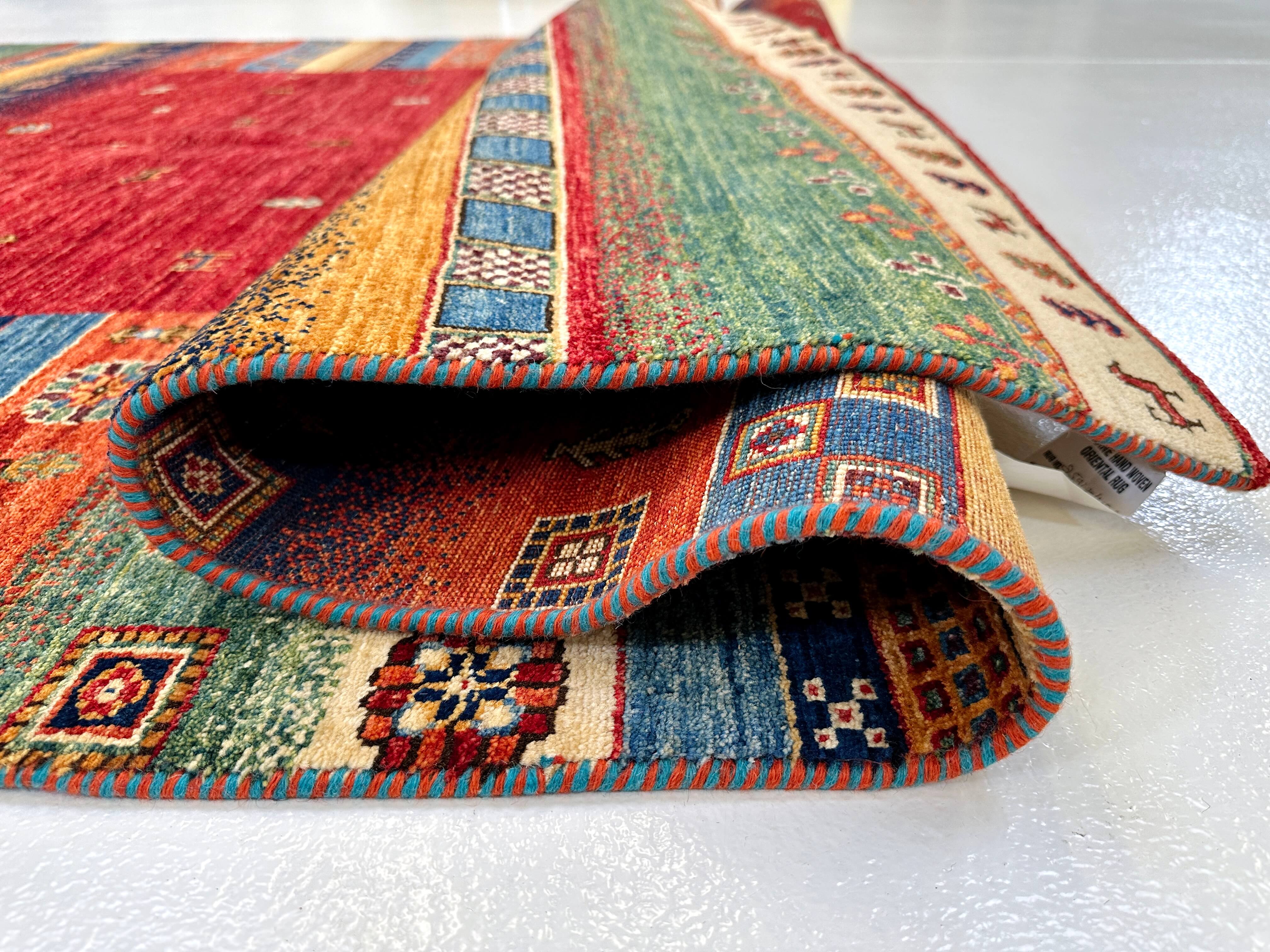 Afghan Gabbeh (5'08"x7'10") red/multicolor - Image 4