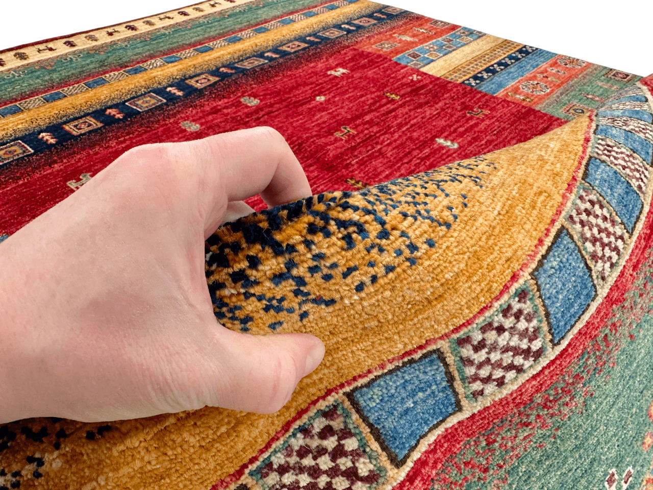 Afghan Gabbeh (5'08"x7'10") red/multicolor - Image 5