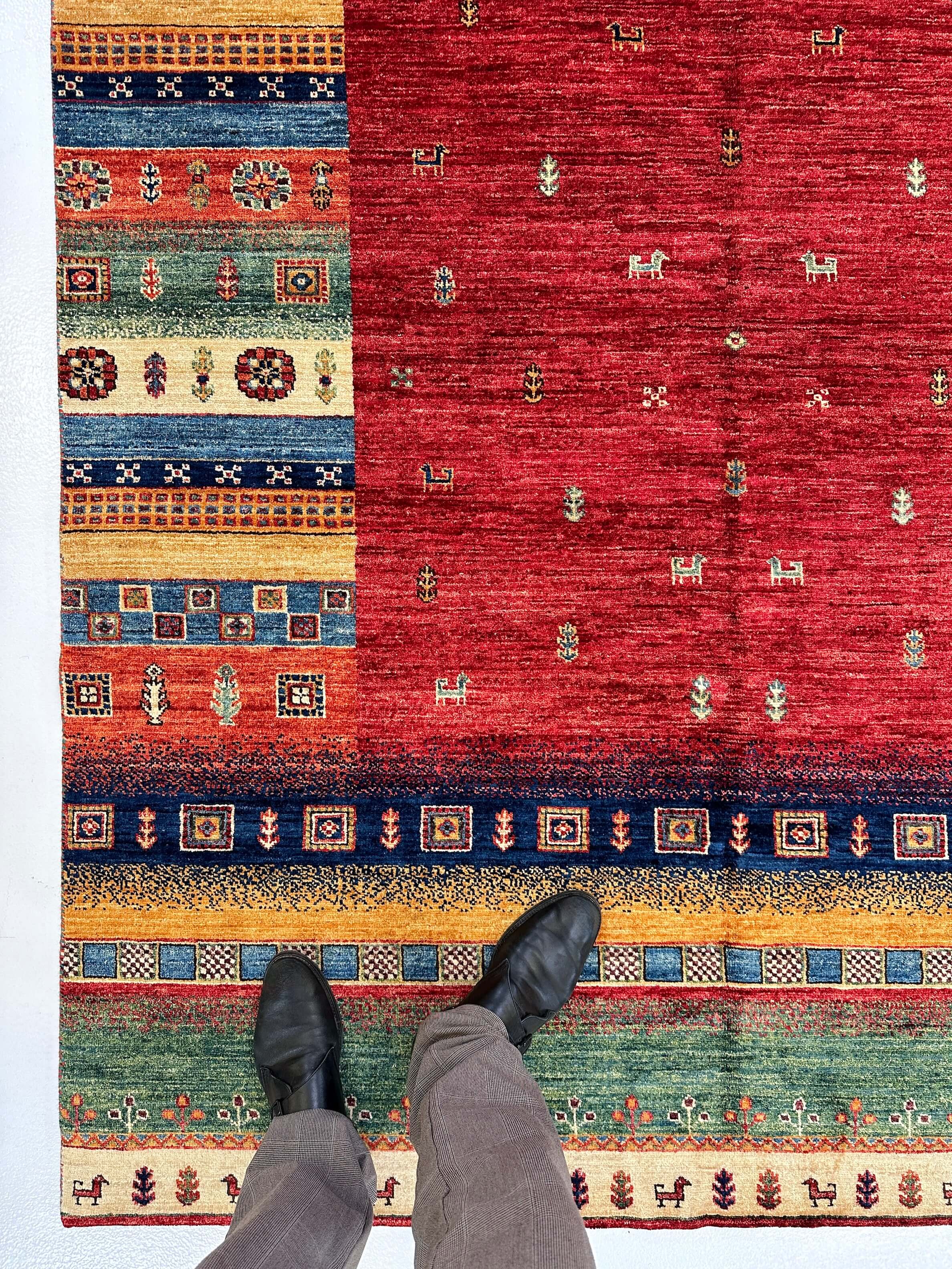 Afghan Gabbeh (5'08"x7'10") red/multicolor - Image 9