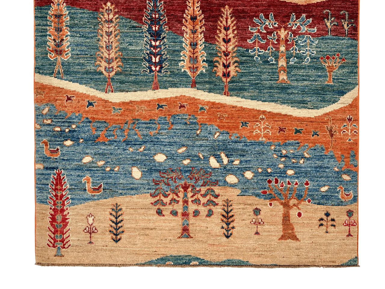 Afghan Gabbeh - Trees (3'05"x5'01") multicolor/rust - Image 6