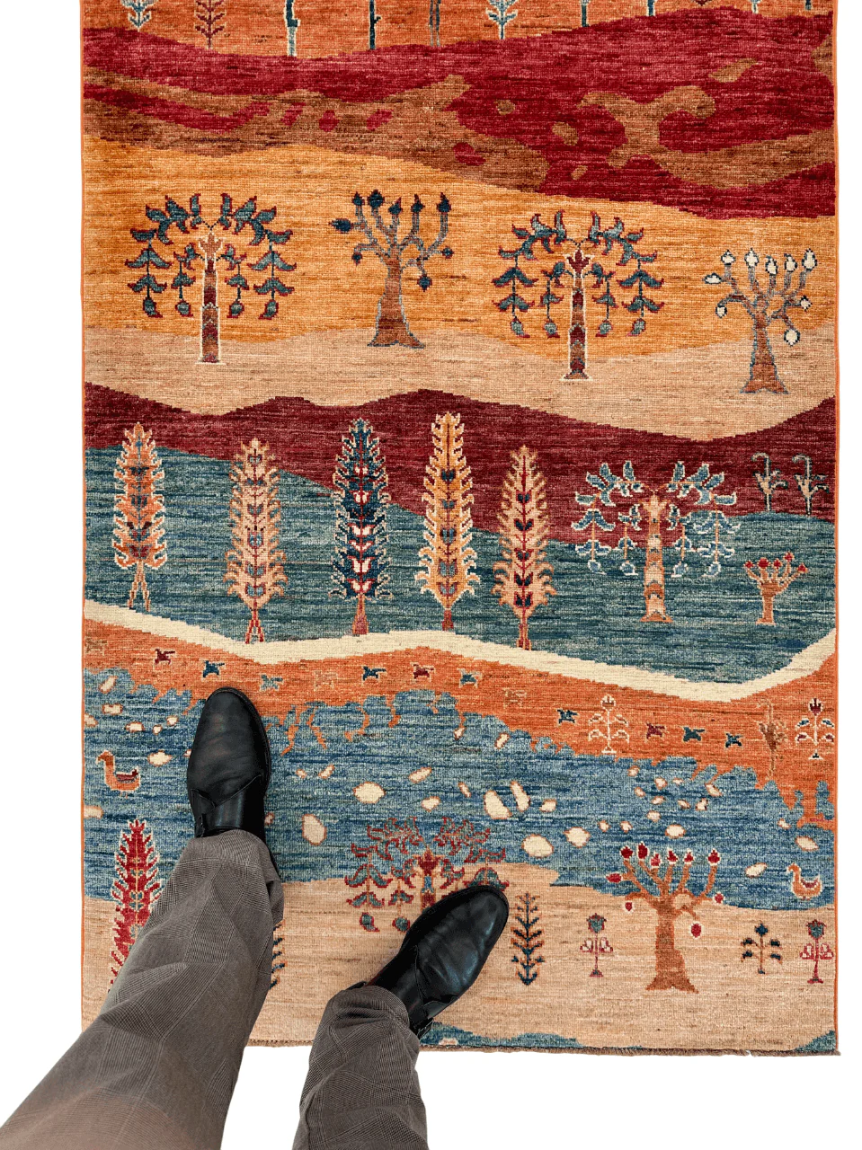 Afghan Gabbeh - Trees (3'05"x5'01") multicolor/rust - Image 7