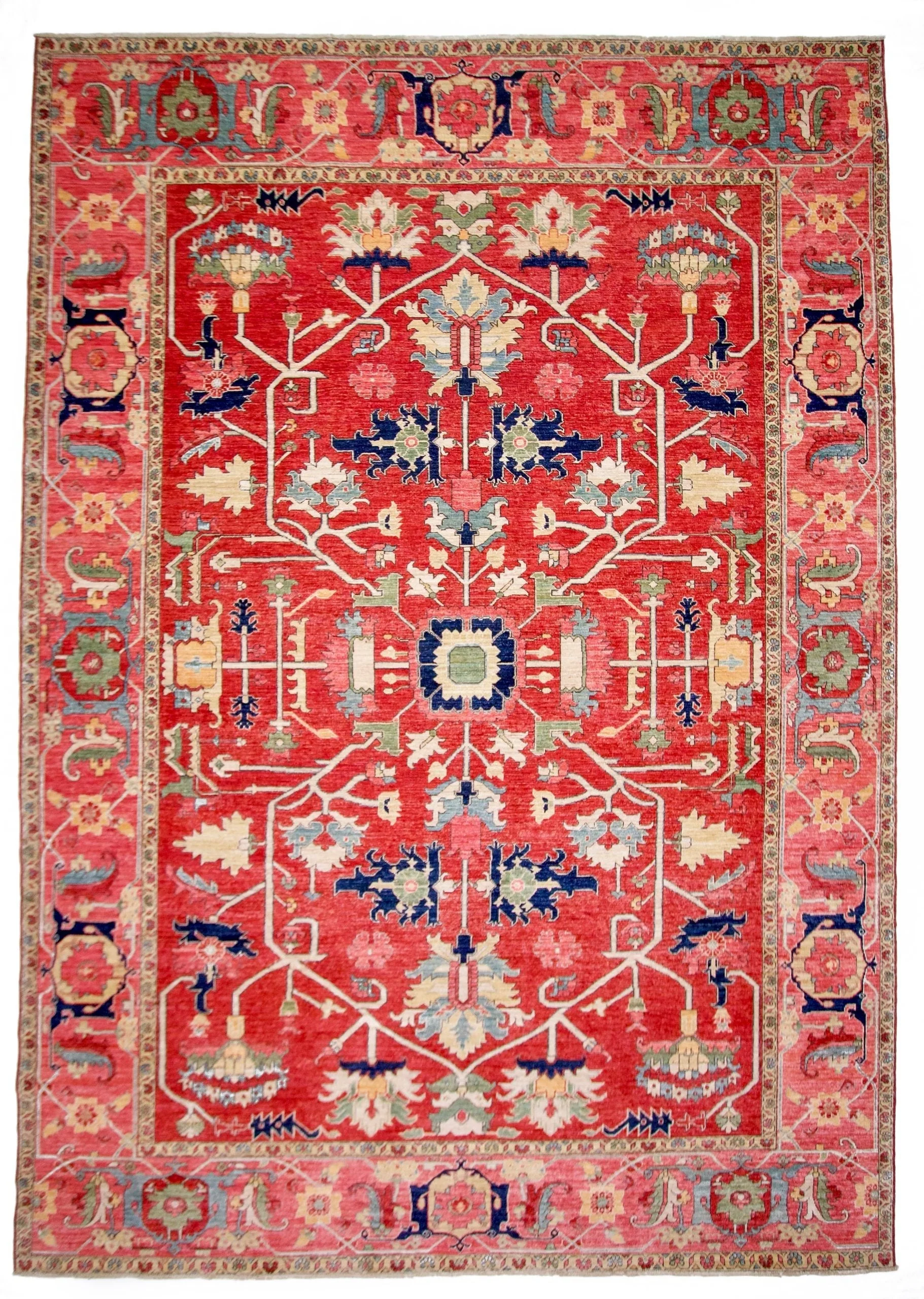 Afghan Heriz (9'01"x12'09") red/rose