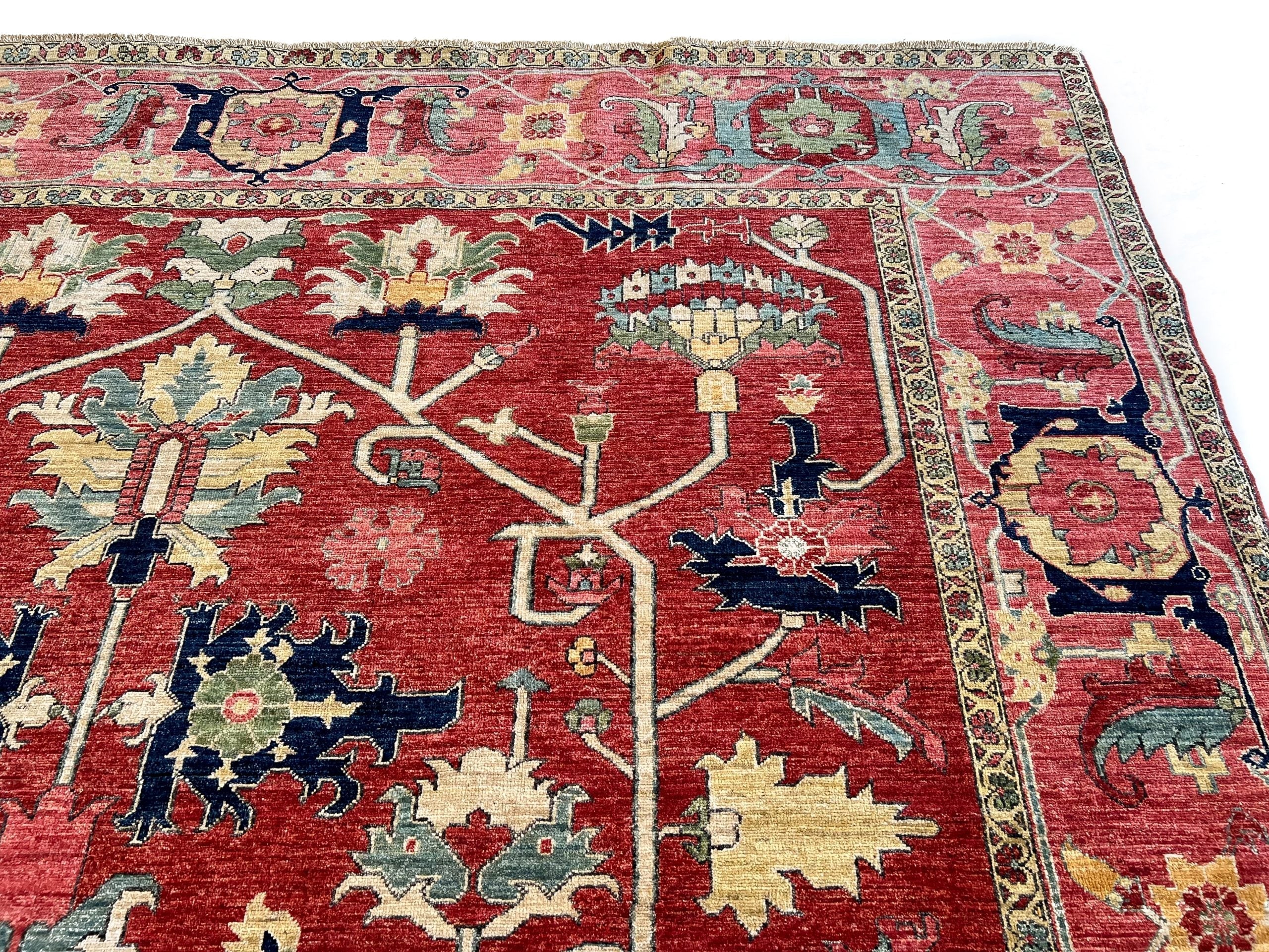 Afghan Heriz (9'01"x12'09") red/rose - Image 6