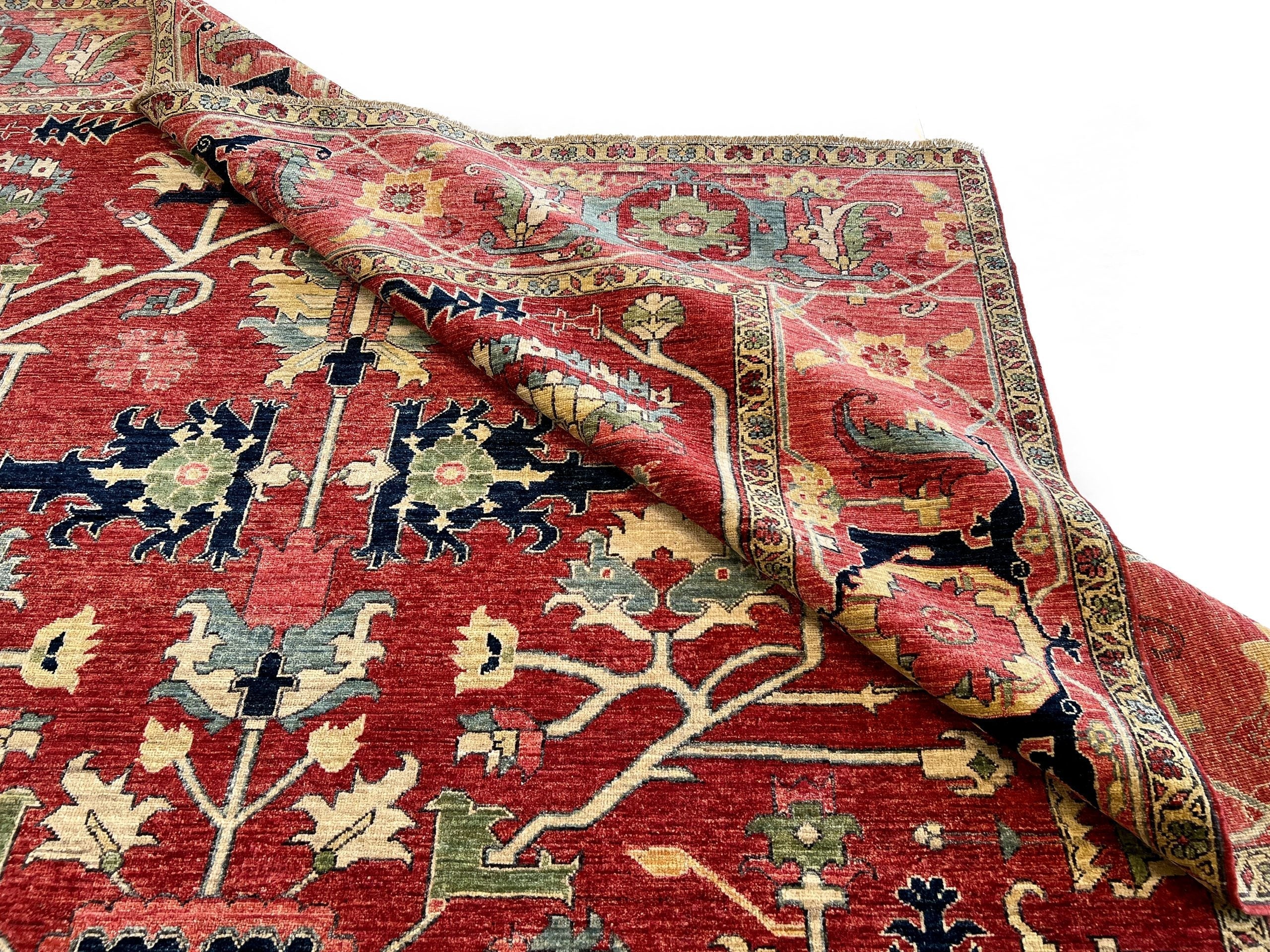 Afghan Heriz (9'01"x12'09") red/rose - Image 7